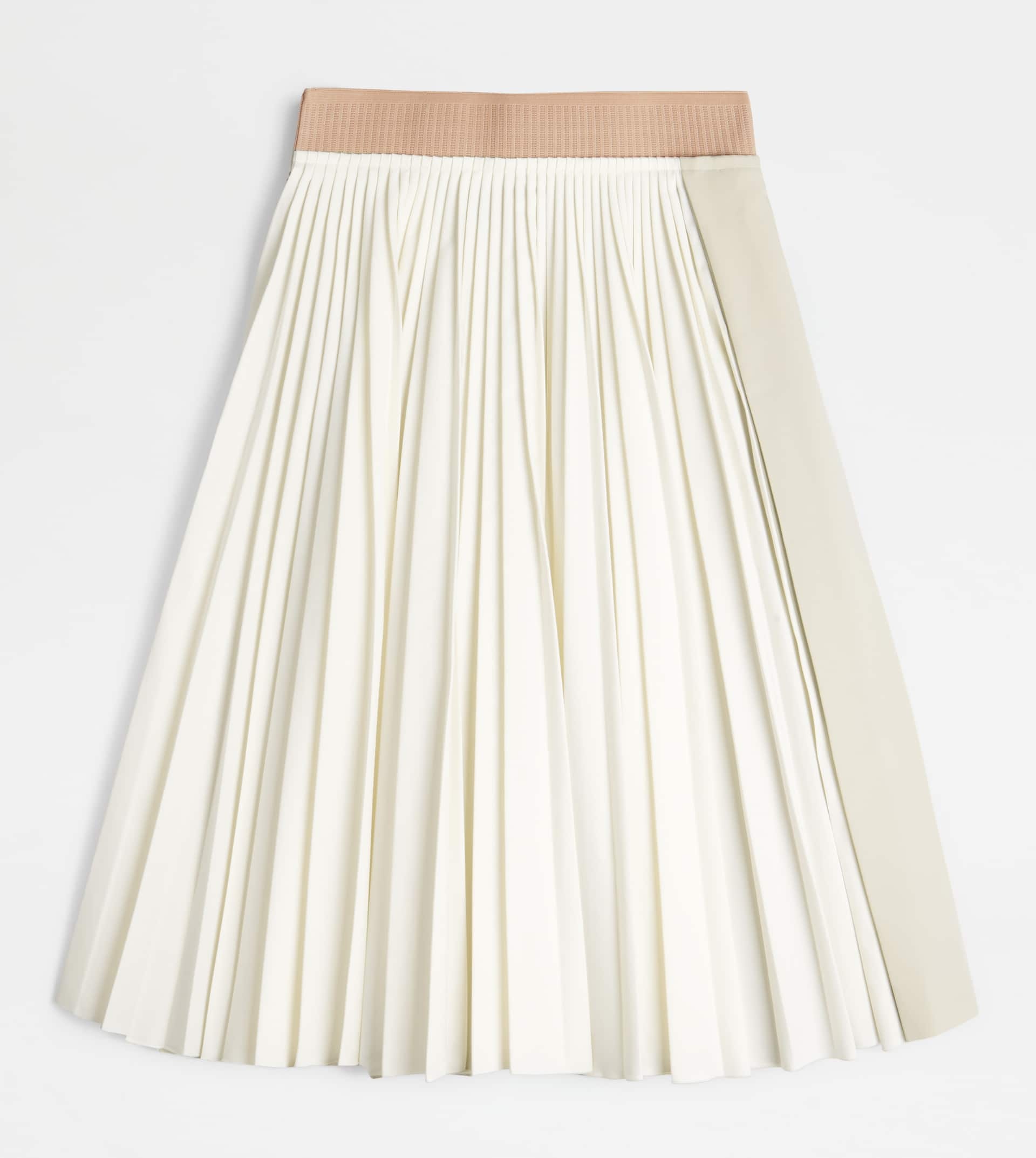 PLEATED SKIRT - BEIGE, WHITE - 1