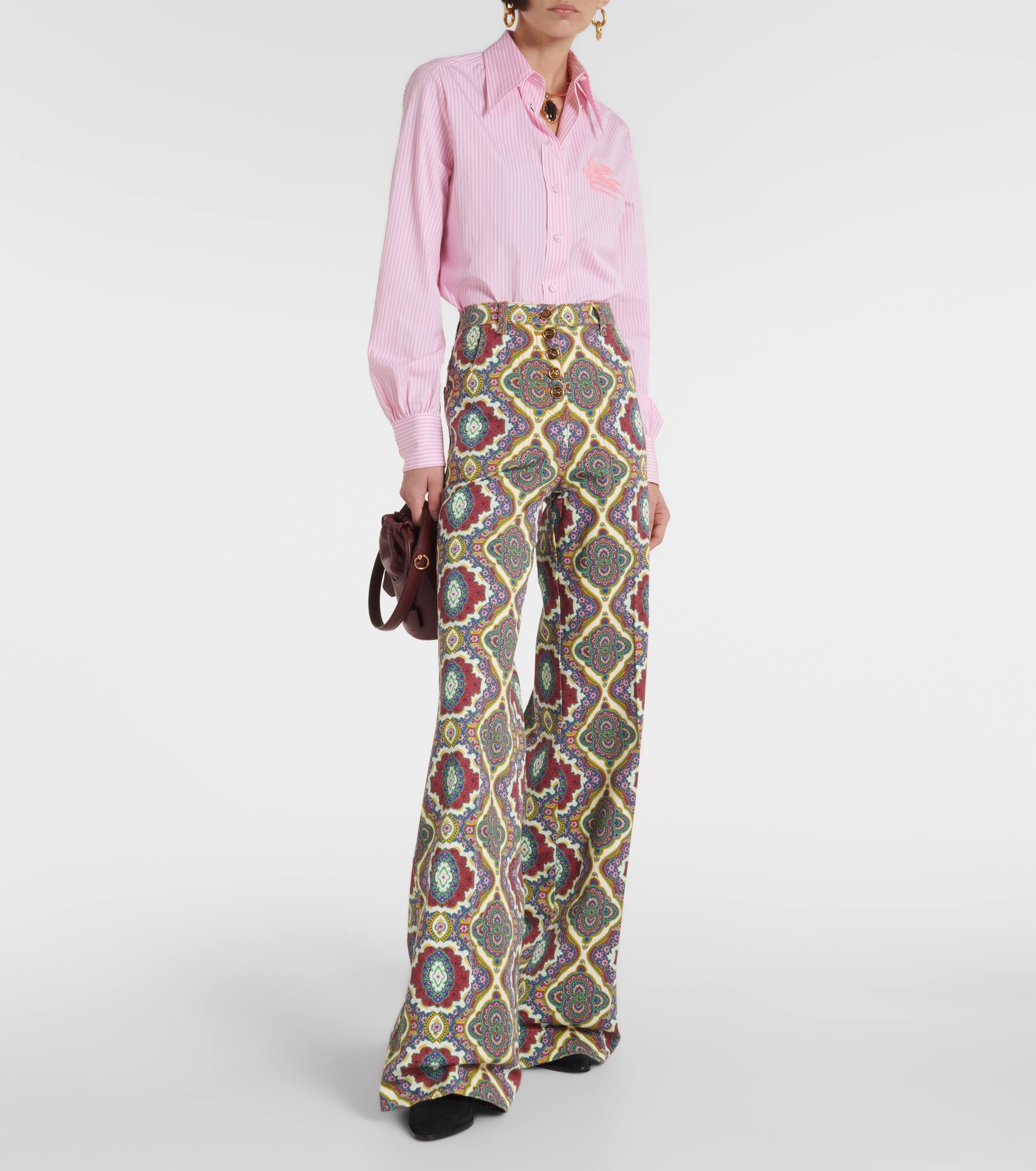 Printed high-rise wide-leg jeans - 7