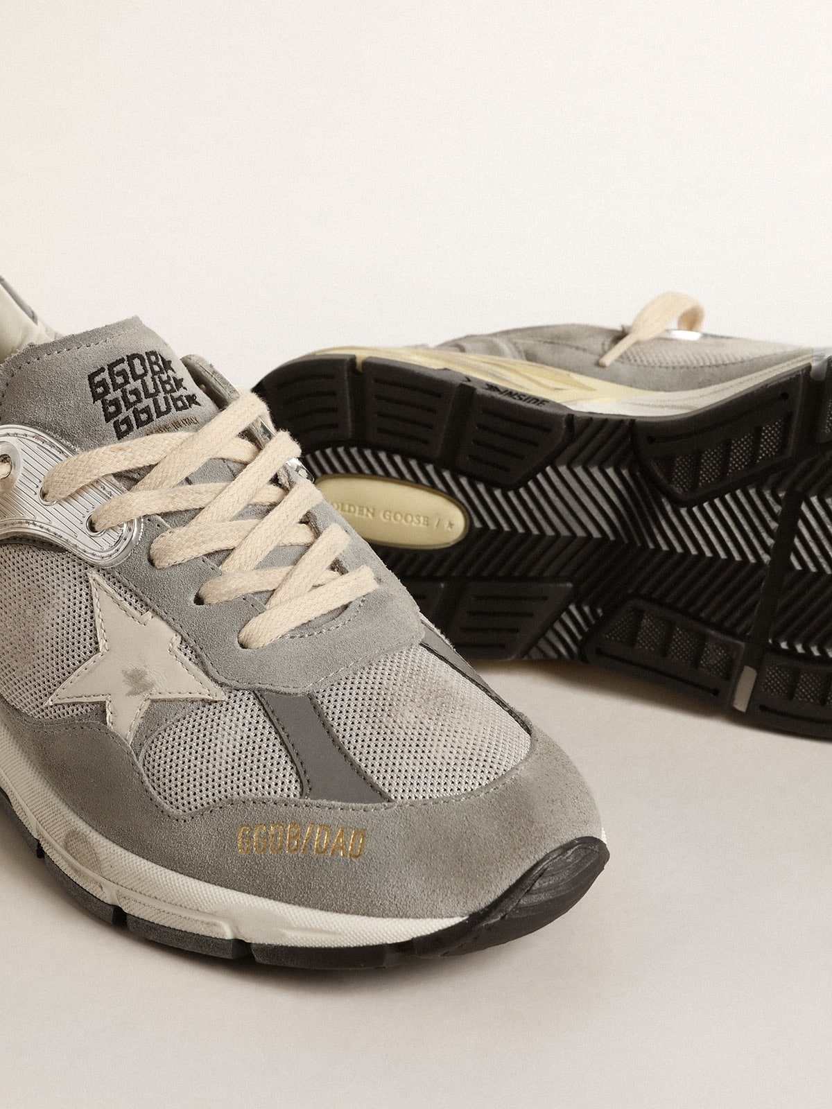Dad-Star in suede and silver mesh with white leather star and heel tab - 3