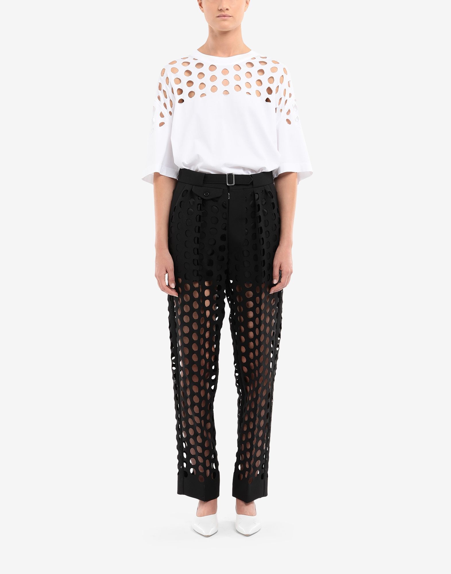 All-over punched hole trousers - 2