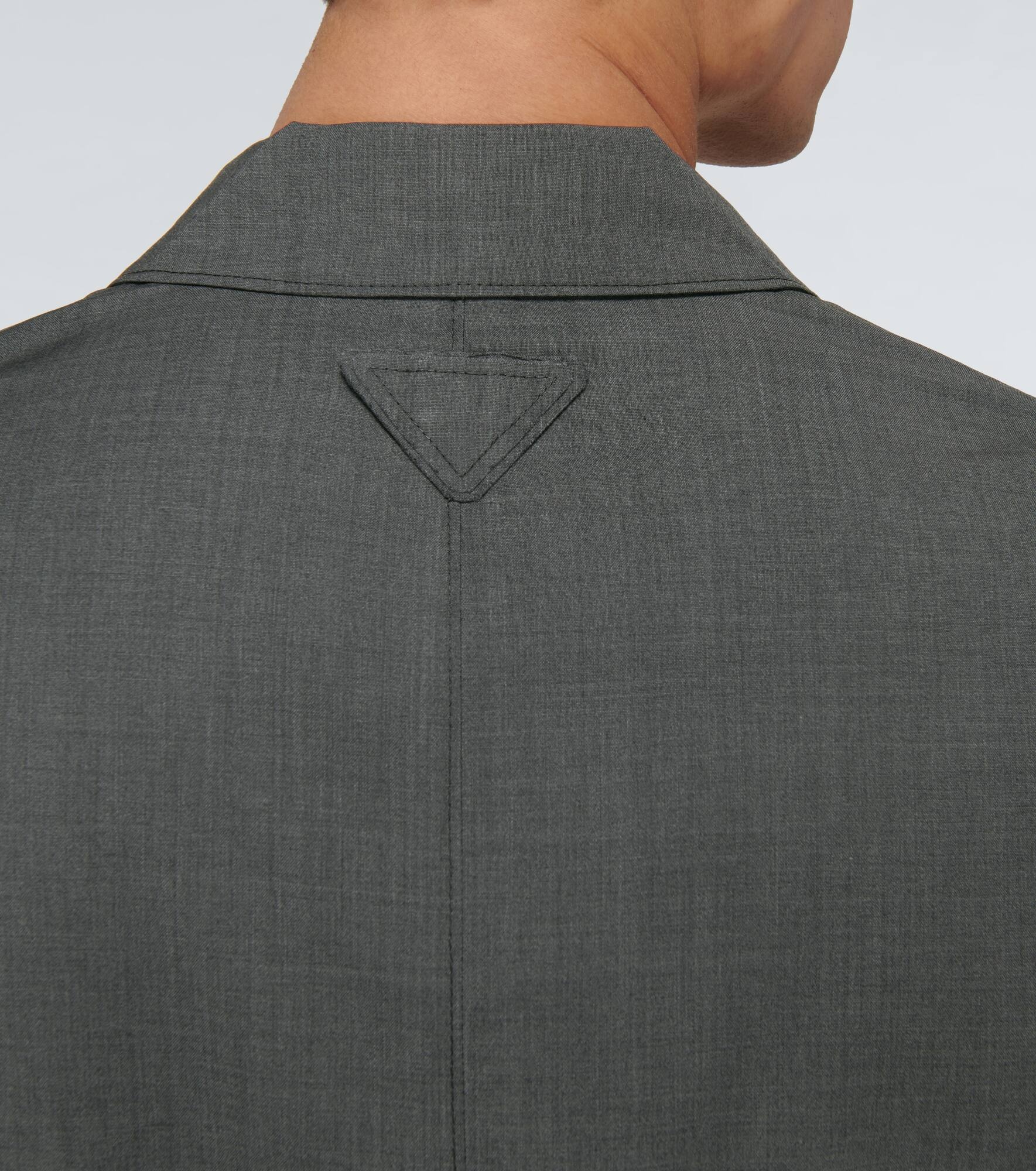 Single-breasted wool poplin jacket - 6