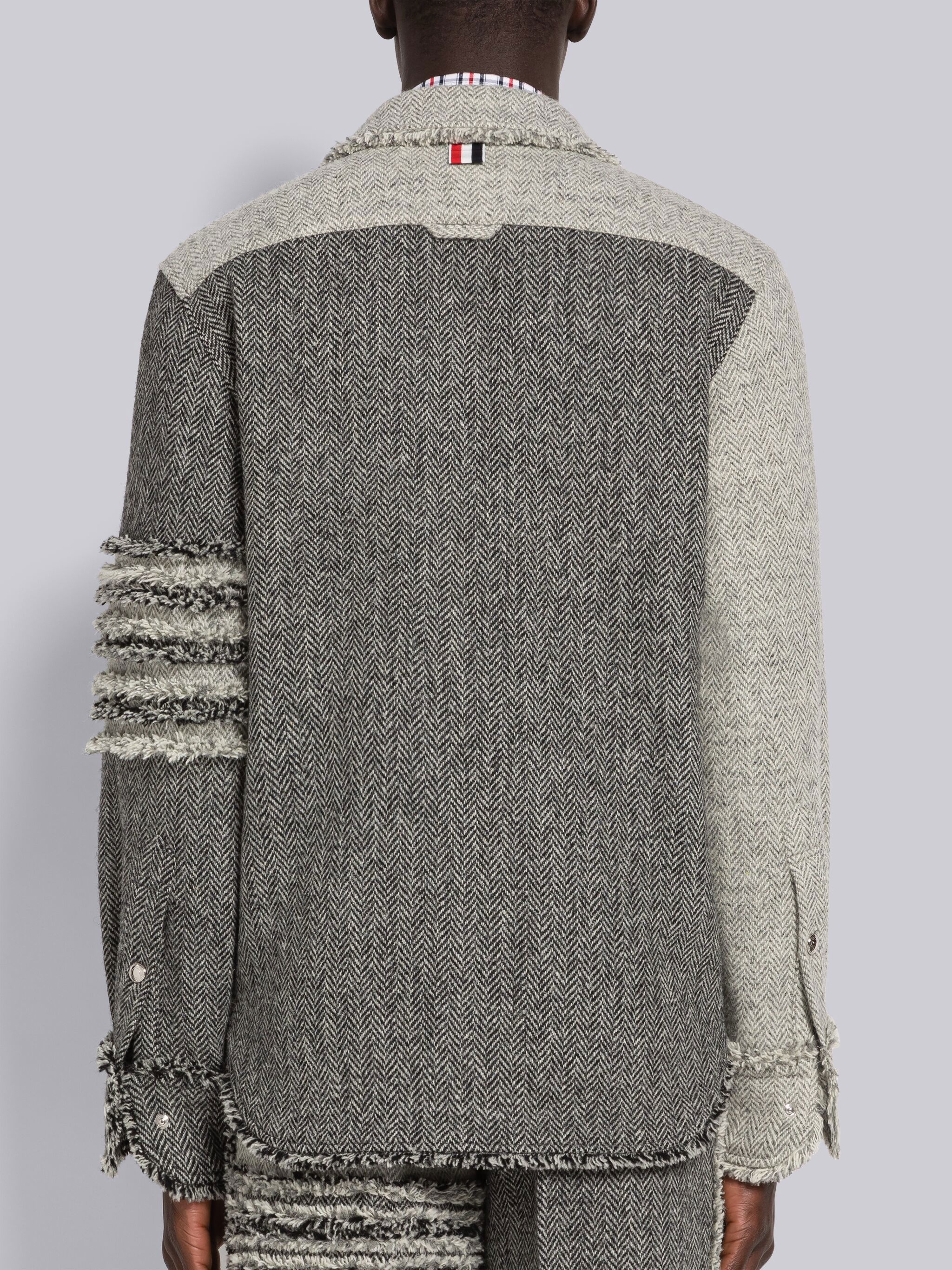【送料&関税込】Thom Browne herringbone Harris Tweed Reversi Thom Browne Fun-Mix Herringbone Harris Tweed 4-Bar Shirt