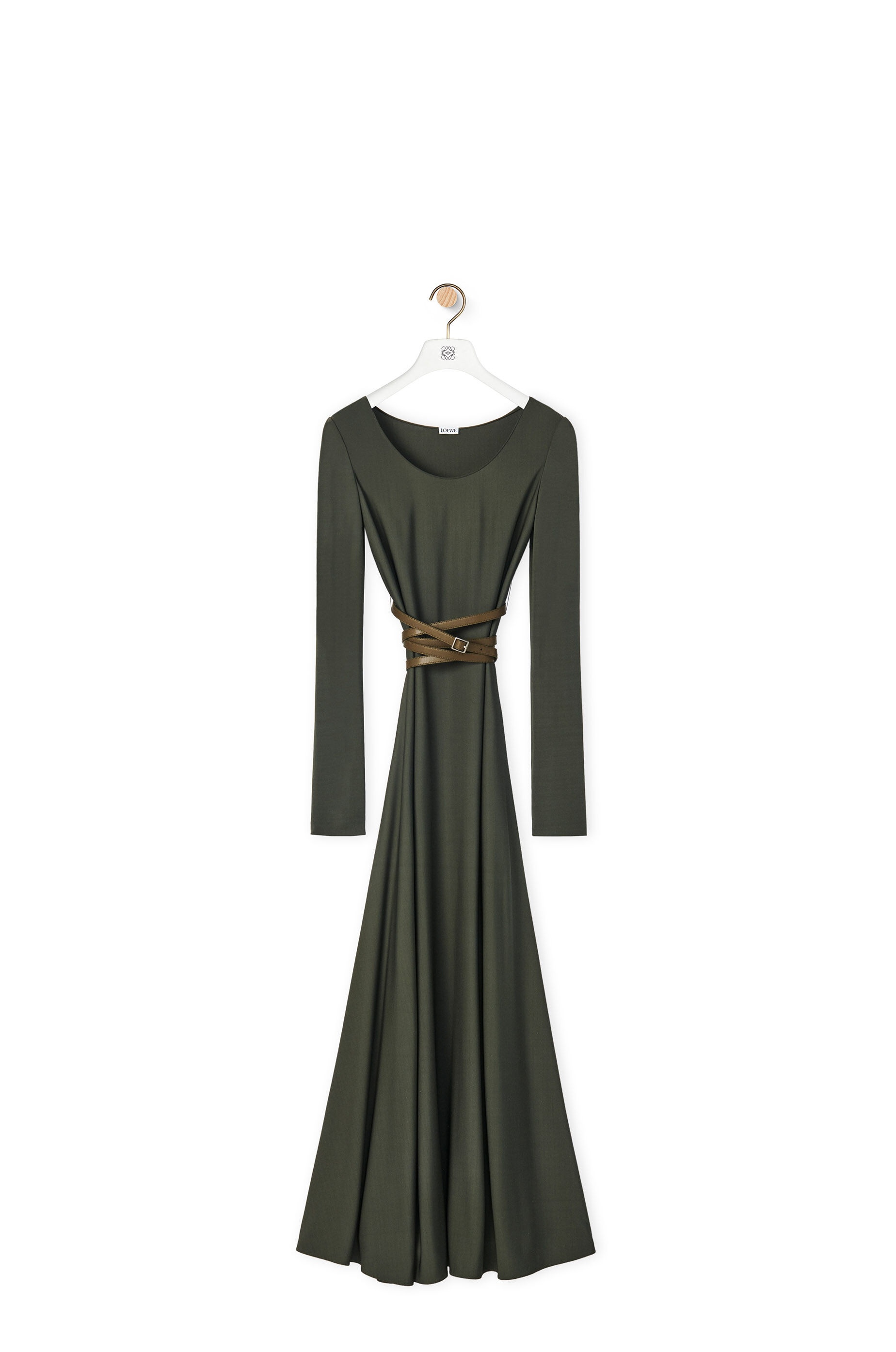 Belted midi dress in viscose - 1