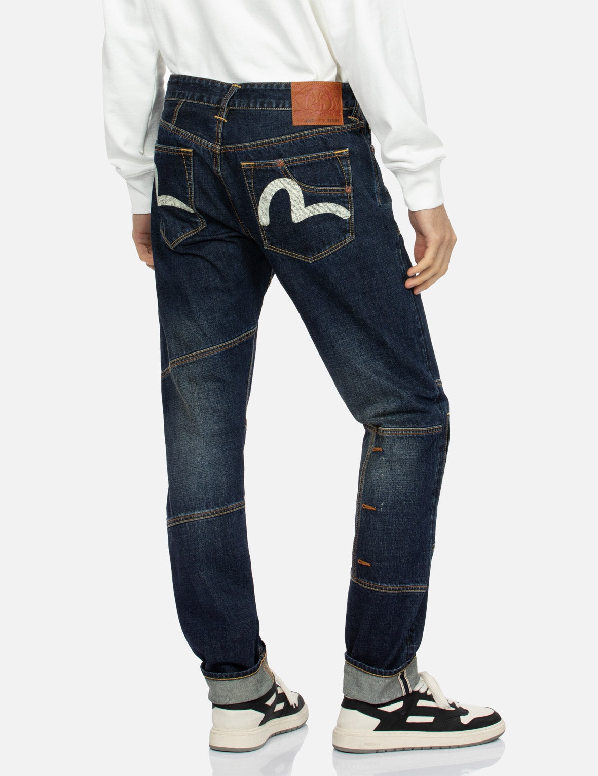 Seagull Print Carrot Fit Deconstructed Selvedge Denim Jeans #2017 - 7