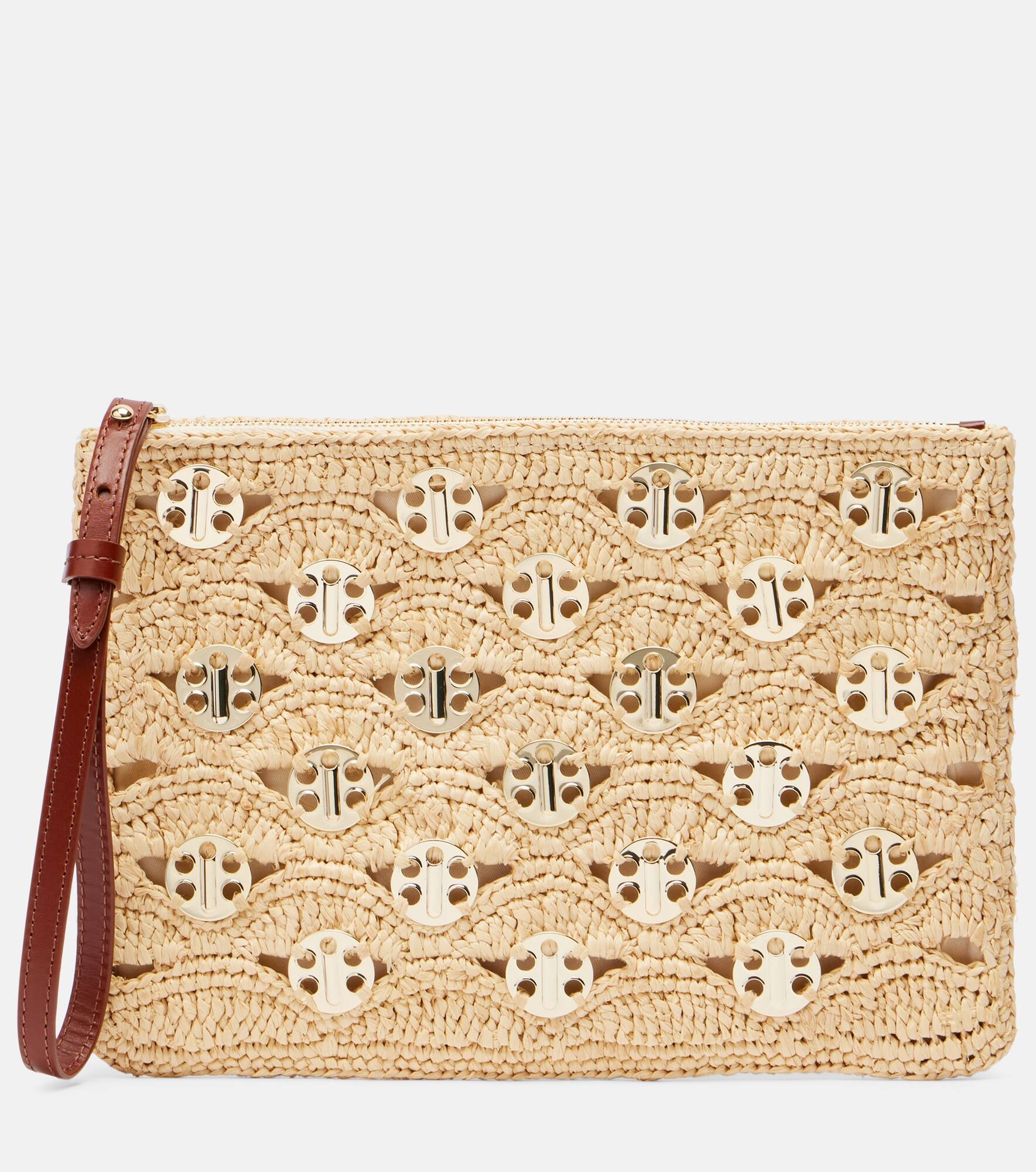 Embellished raffia clutch - 1