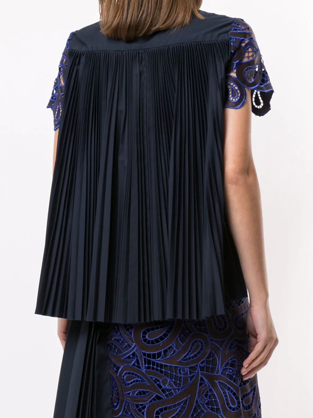 lace-panel pleated top - 4