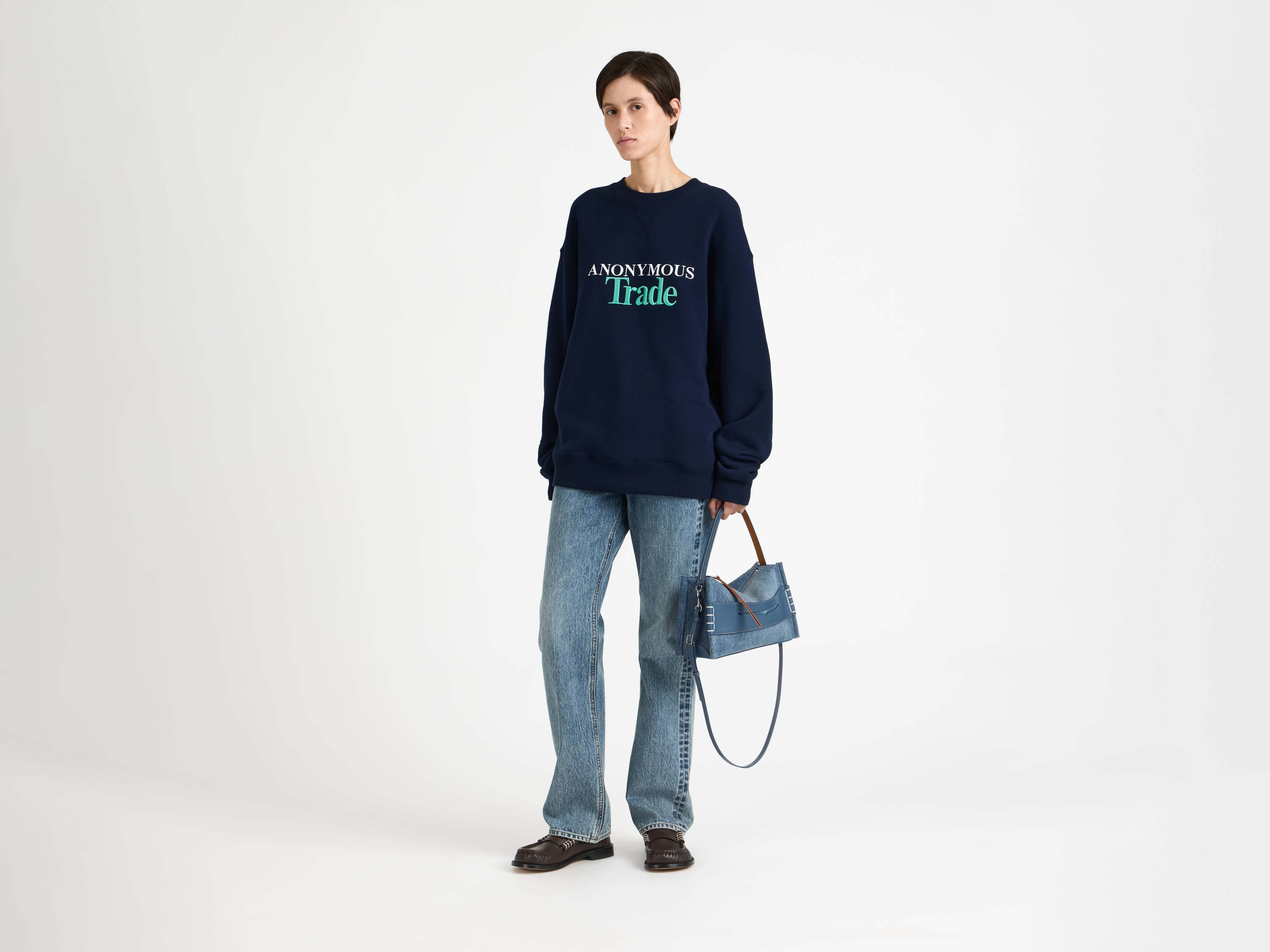 WOMENS 'ANONYMOUS TRADE' SWEATSHIRT IN NAVY - 2