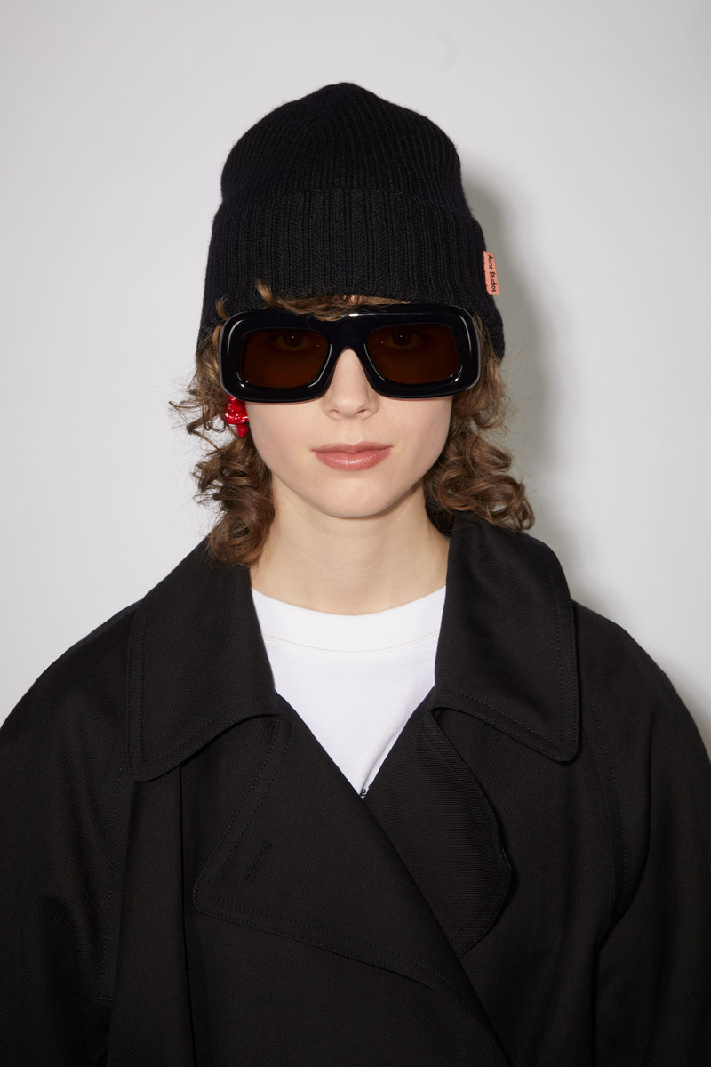 Ribbed beanie hat - Black 3