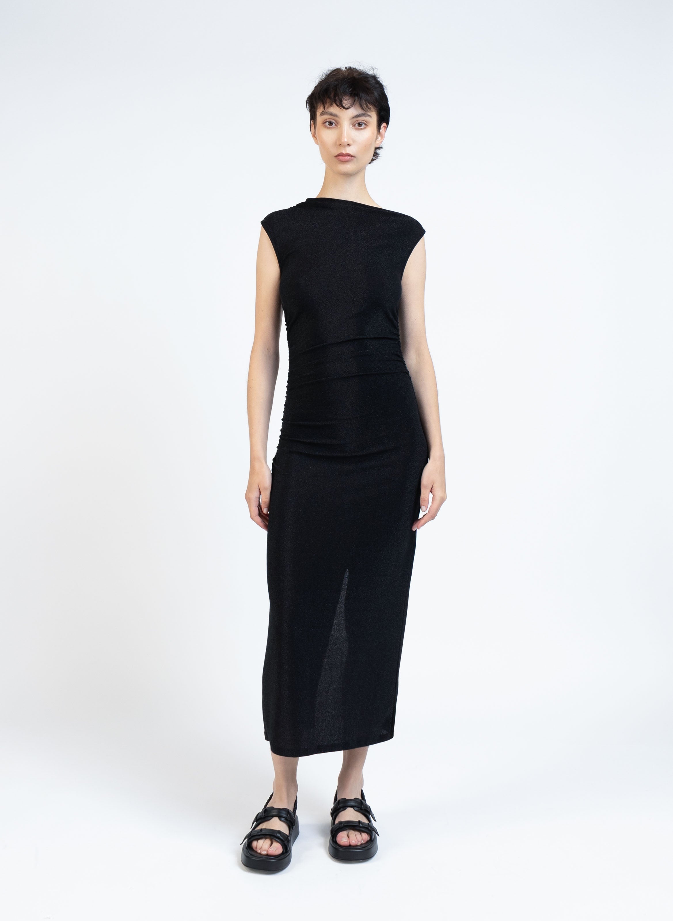 Draped Jersey Dress/Black - 1