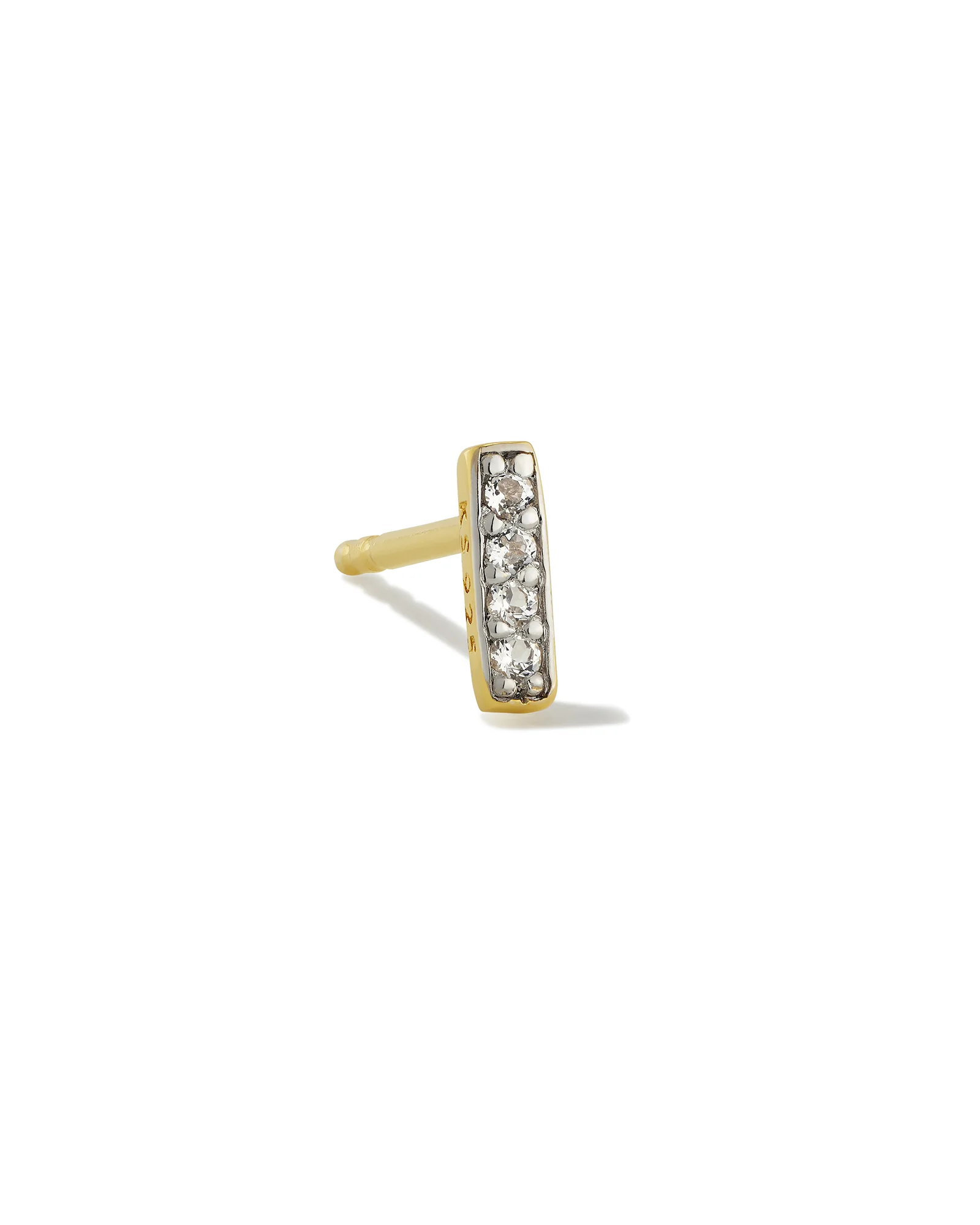 Mini Sparkle Bar 18k Gold Vermeil Single Stud Earring in White Topaz - 1
