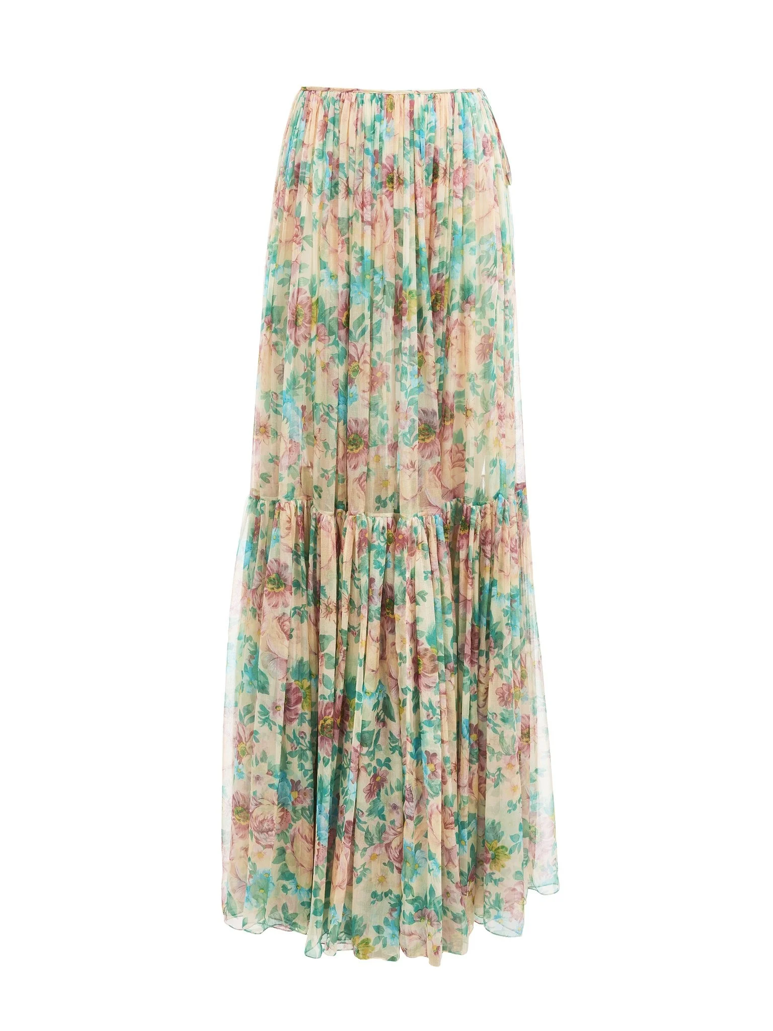 GATHERED MAXI SKIRT IN SILK MOUSSELINE - 1