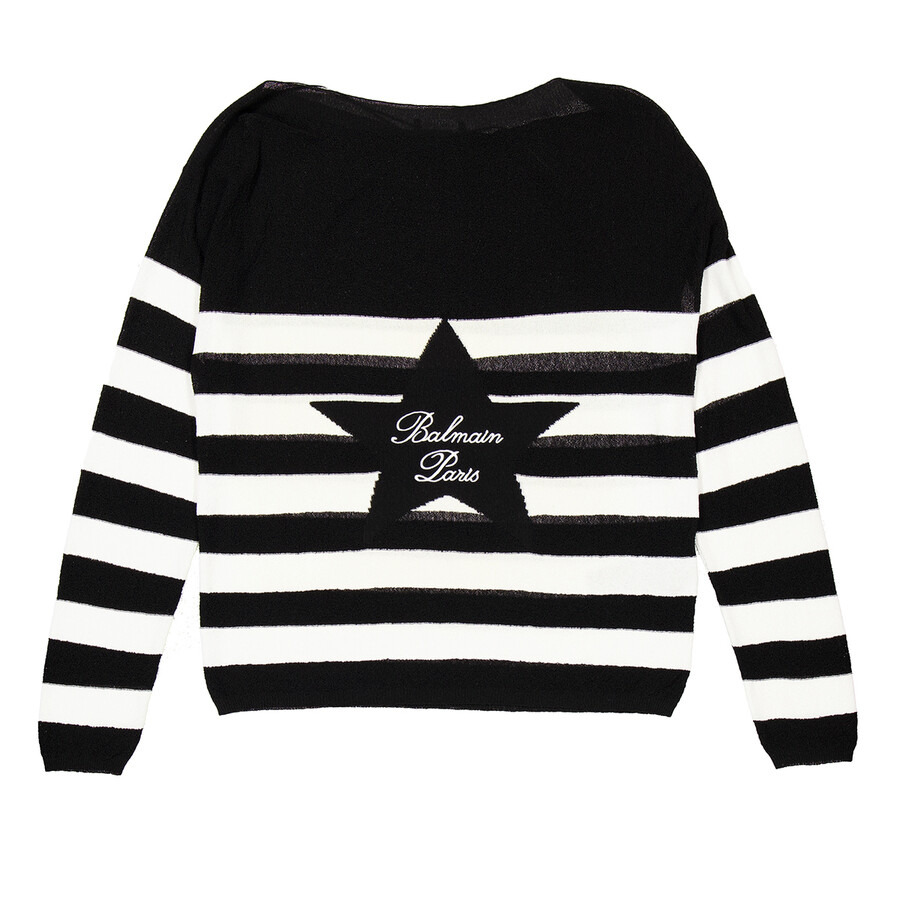 Balmain Logo Embroidery Striped Sweater - 4