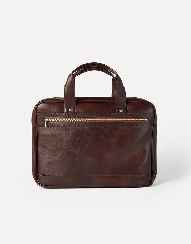Brunello Cucinelli Calfskin briefcase with zipper outlook