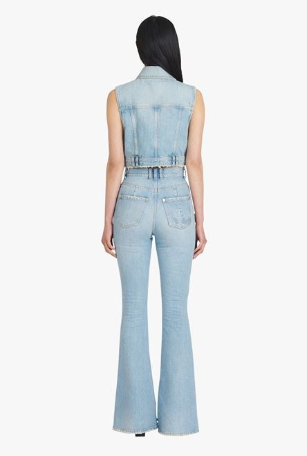 Cropped vintage blue eco-designed denim jacket - 3
