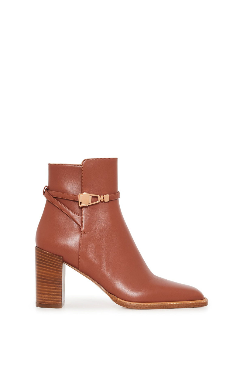 Nina Clasp Ankle Boot in Cognac Leather 1