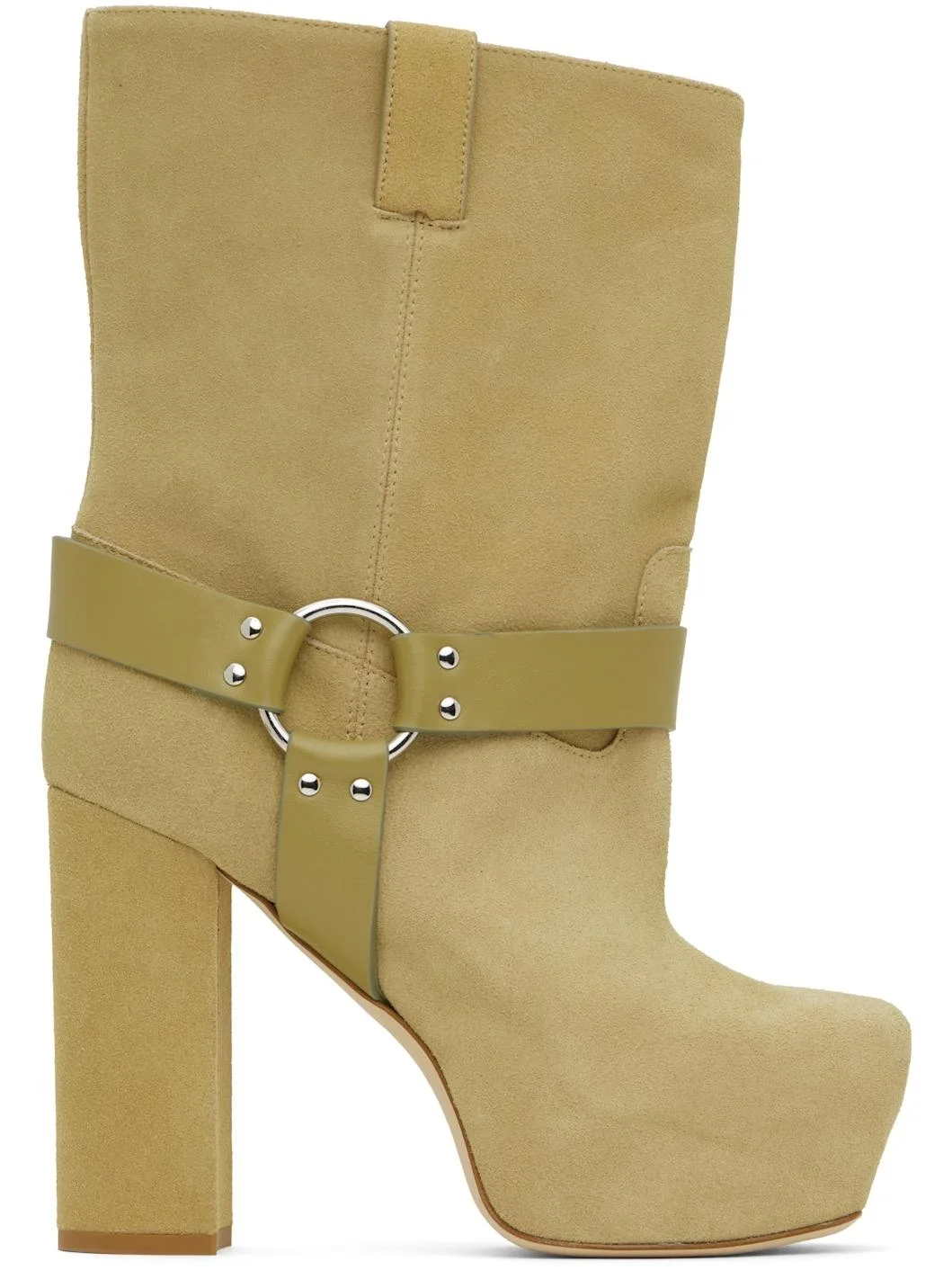 Khaki Sid Heeled Harness Boots - 1