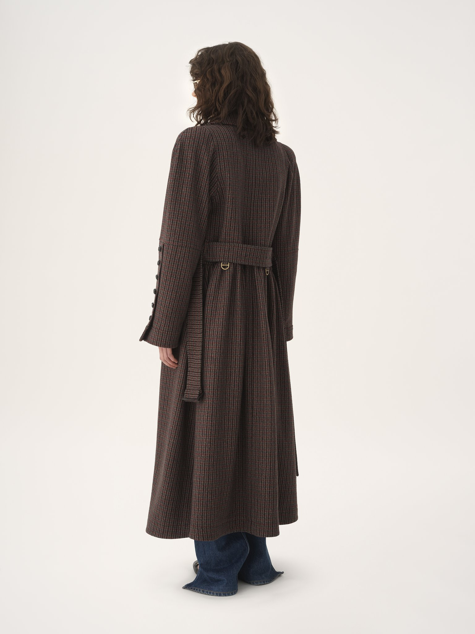 DOUBLE-BREASTED RIDING COAT IN HOUNDSTOOTH WOOL - 5