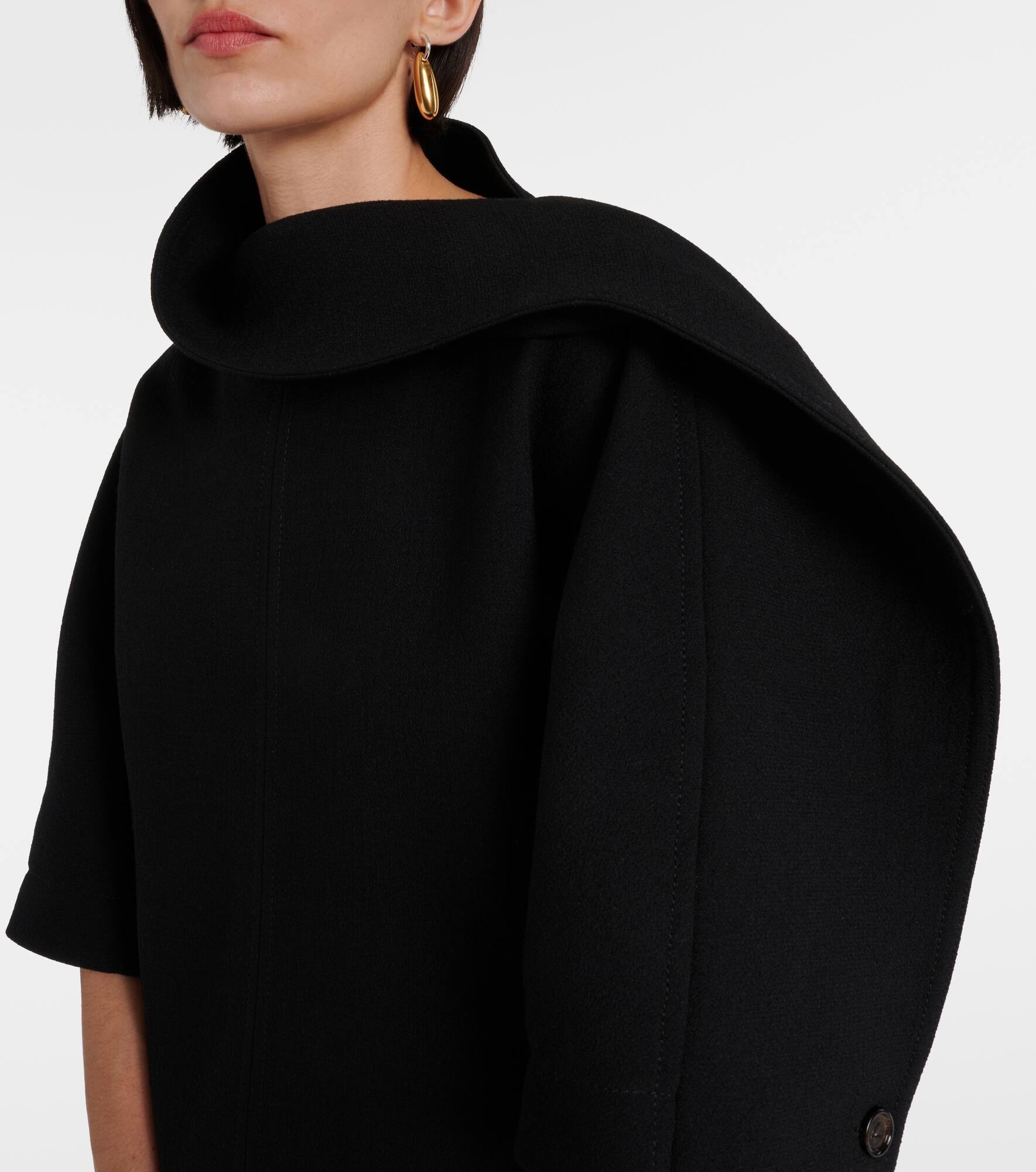 Draped virgin wool crêpe top - 4