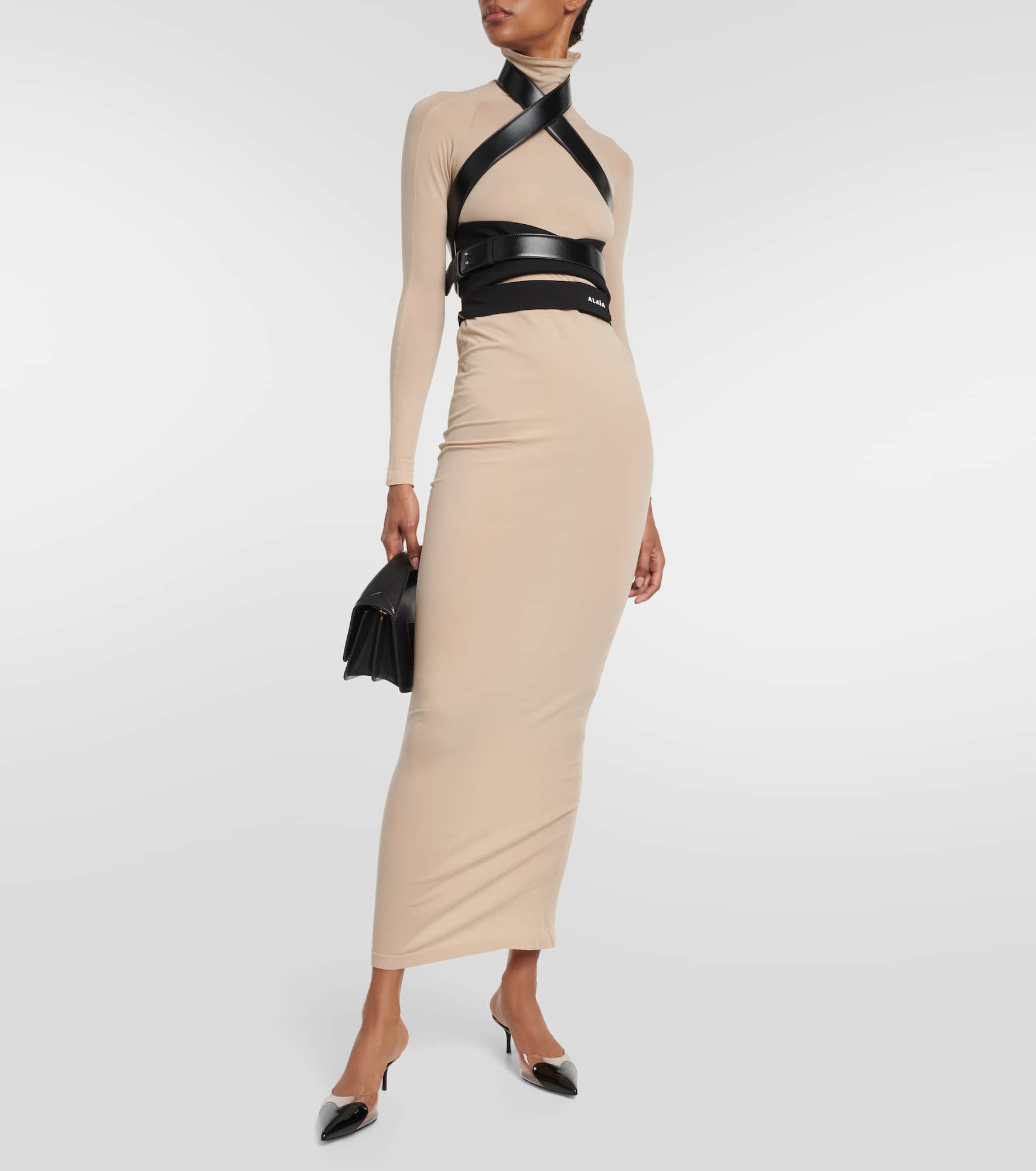 Turtleneck jersey maxi dress - 2