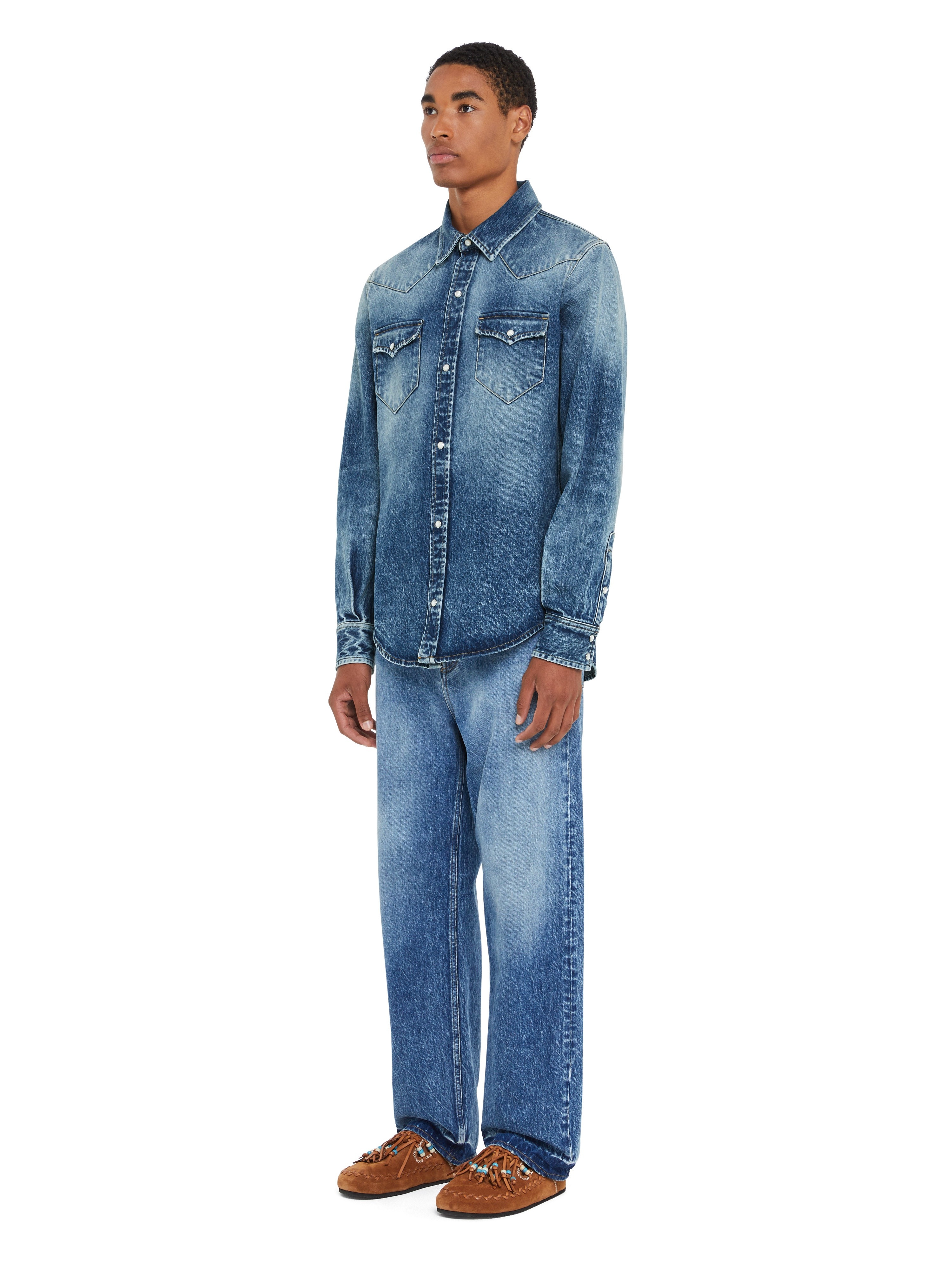Medium Wash Denim Shirt - 5