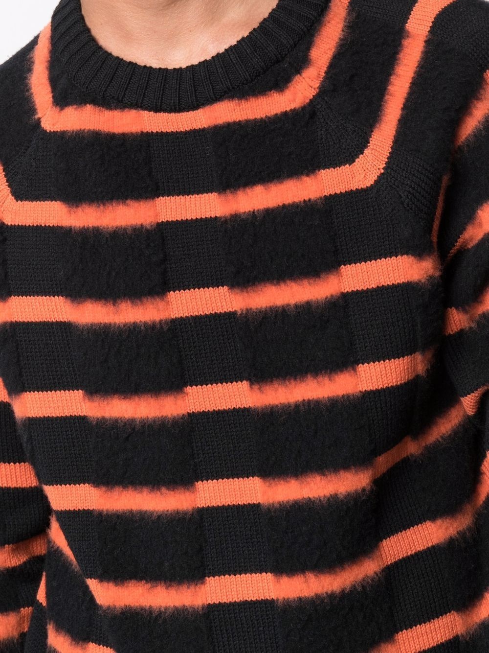 stripe-pattern virgin wool jumper - 5