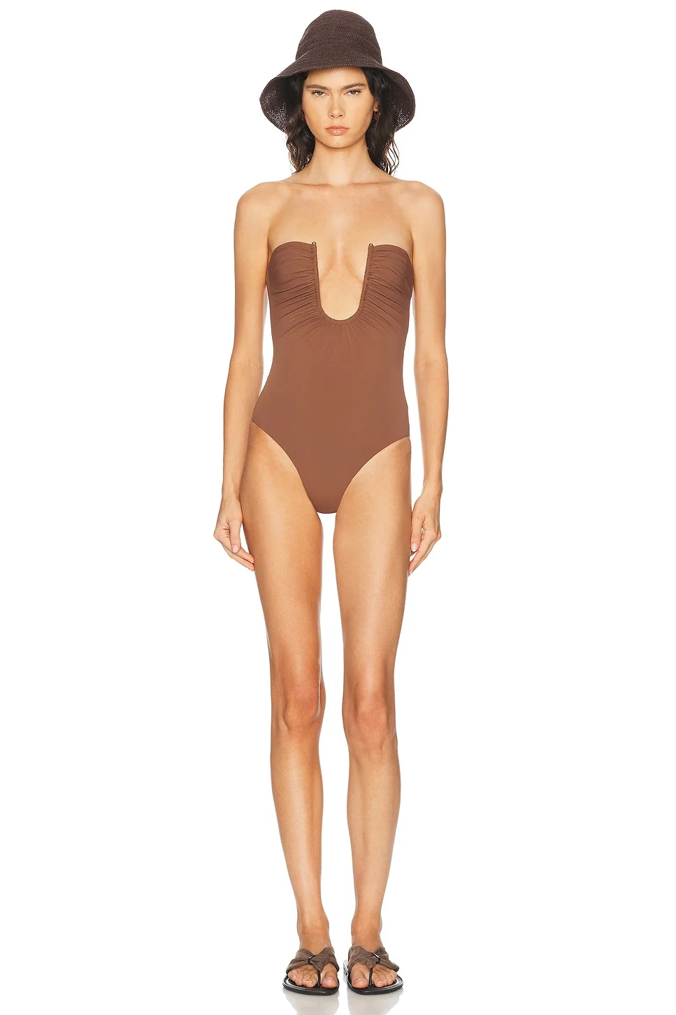 Arced Ruched One Piece Swimsuit - 1