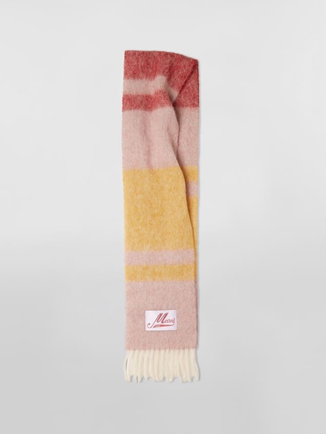 PINK STRIPED MOHAIR SCARF - 1