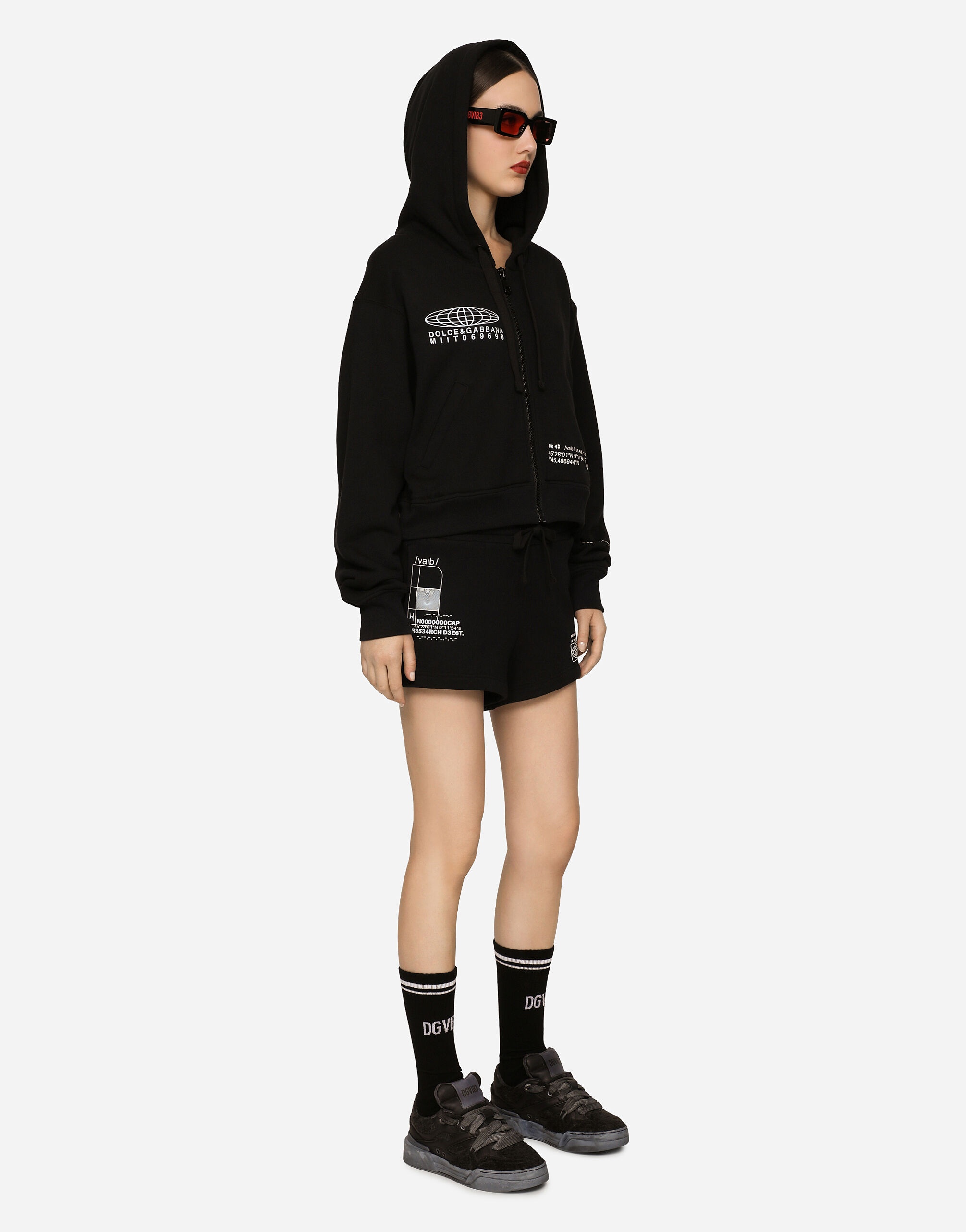 Long-sleeved cotton jersey hoodie DGVIB3 - 4