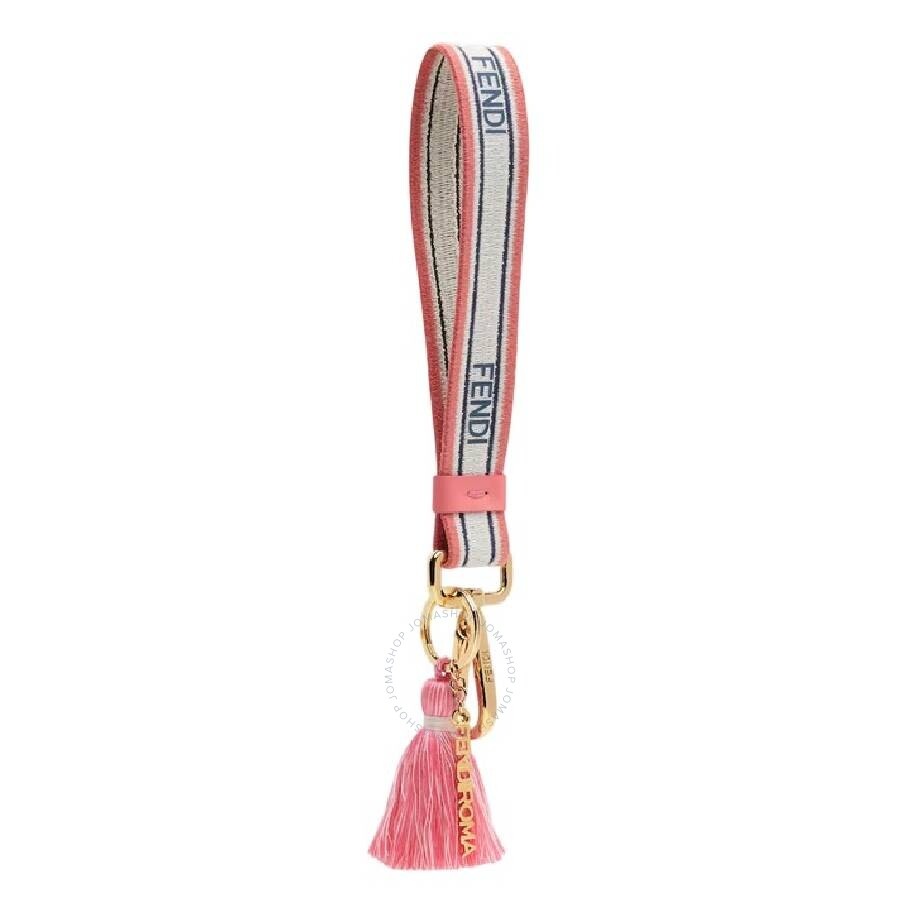 Fendi Stripe Motif Leather Details Key Charm - 2