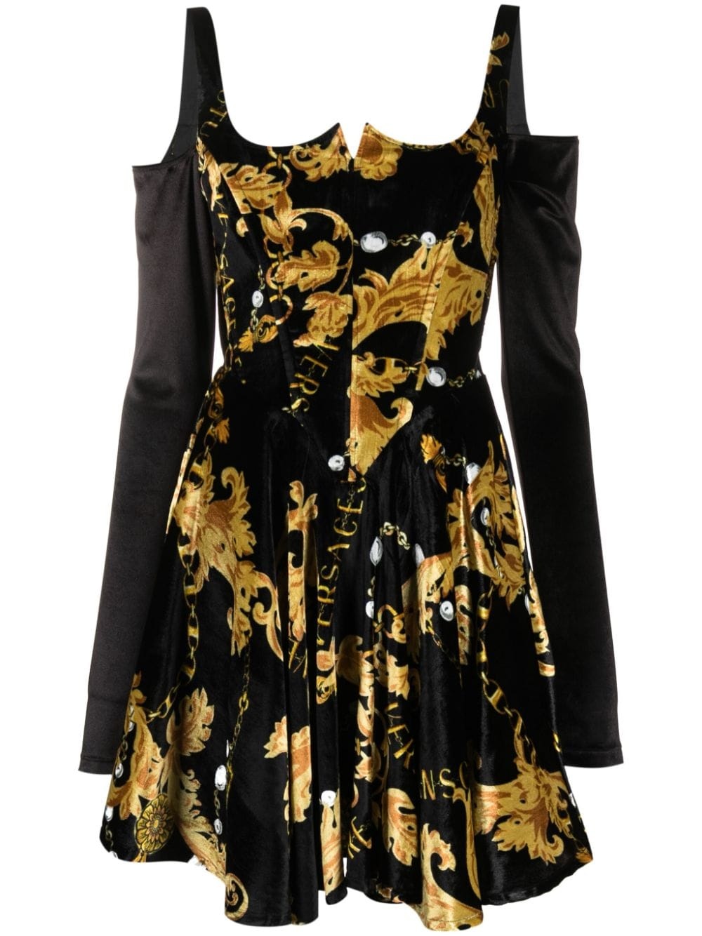 Chain Couture long-sleeved corset dress - 1