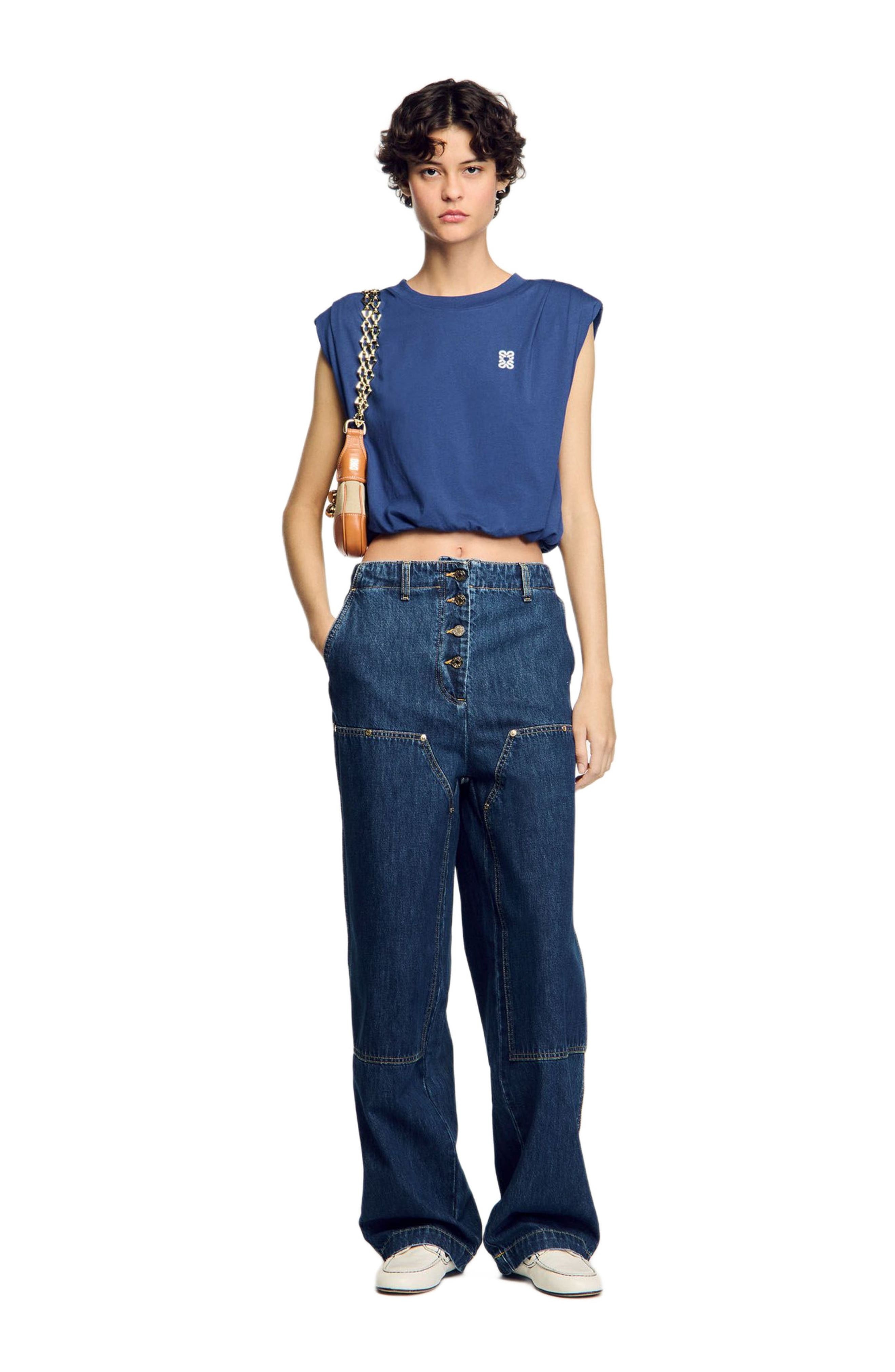 SANDRO Short draped T-shirt in Navy Blue at Nordstrom - 6