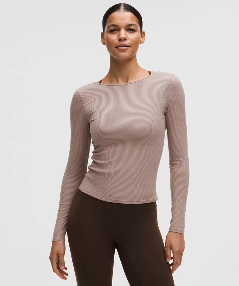 Ribbed Scoop-Back Yoga Long-Sleeve Shirt 1