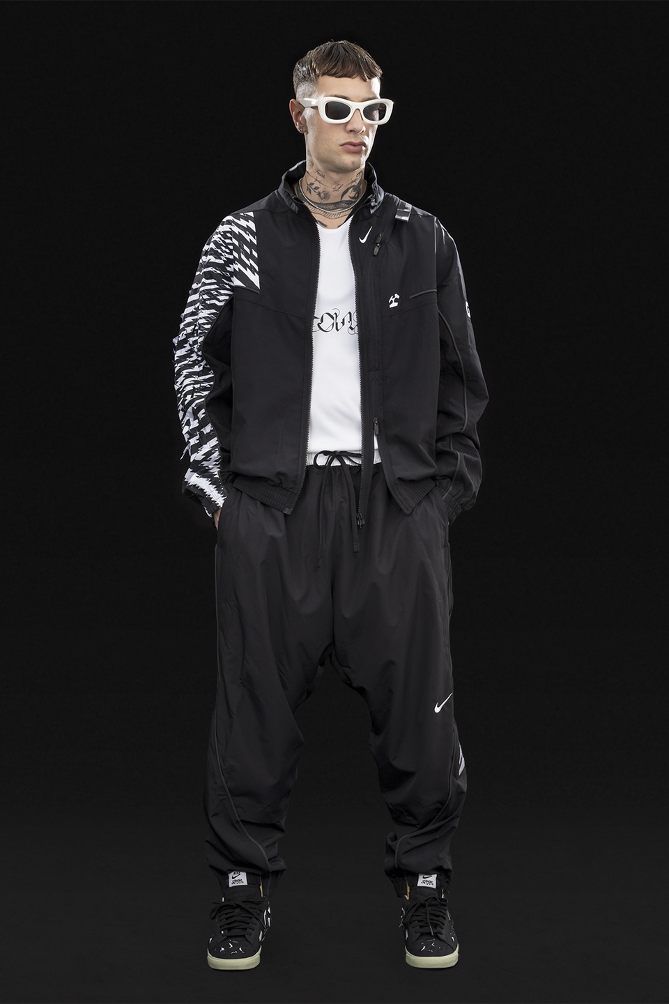 GGG-P2-011 Nike® Acronym® Track Pant Woven Black/Black/White/Black - 4