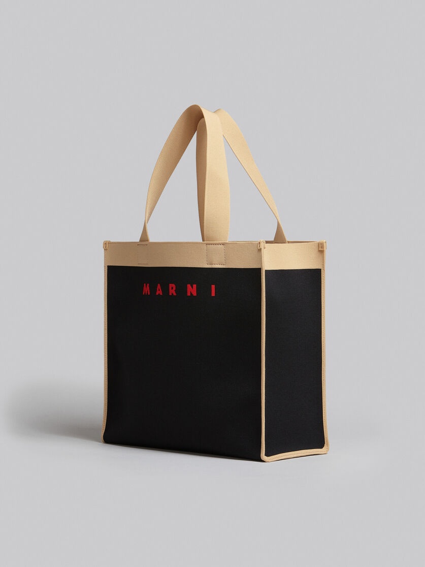 BLACK AND BEIGE JACQUARD SHOPPING BAG - 2