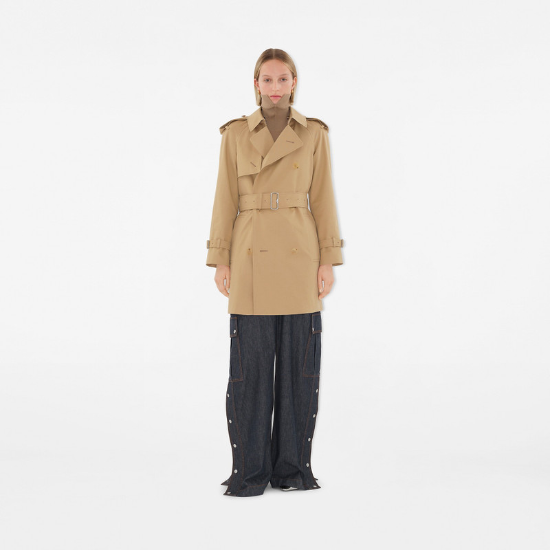 Short Detachable Collar Gabardine Trench Coat 5