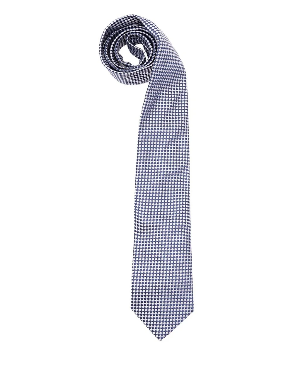 checkerboard-patterned silk tie - 1