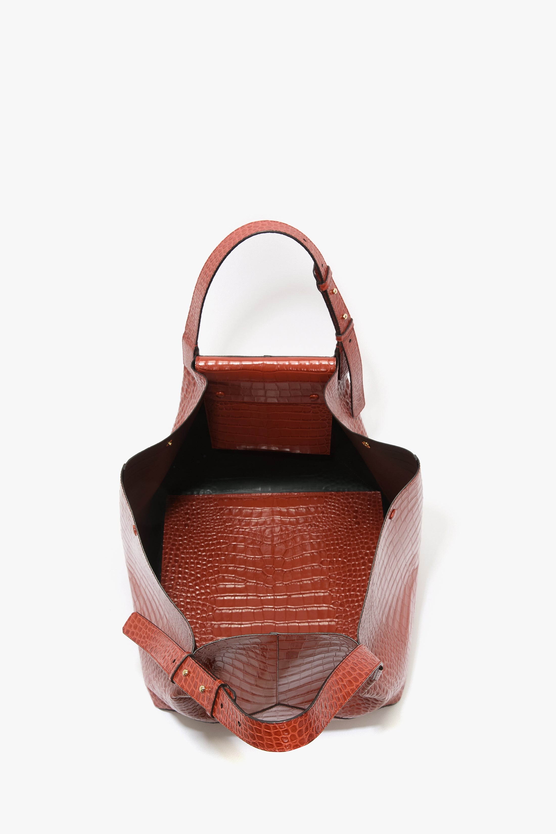 W11 Jumbo Tote In Brick Red Croc Embossed Leather - 7