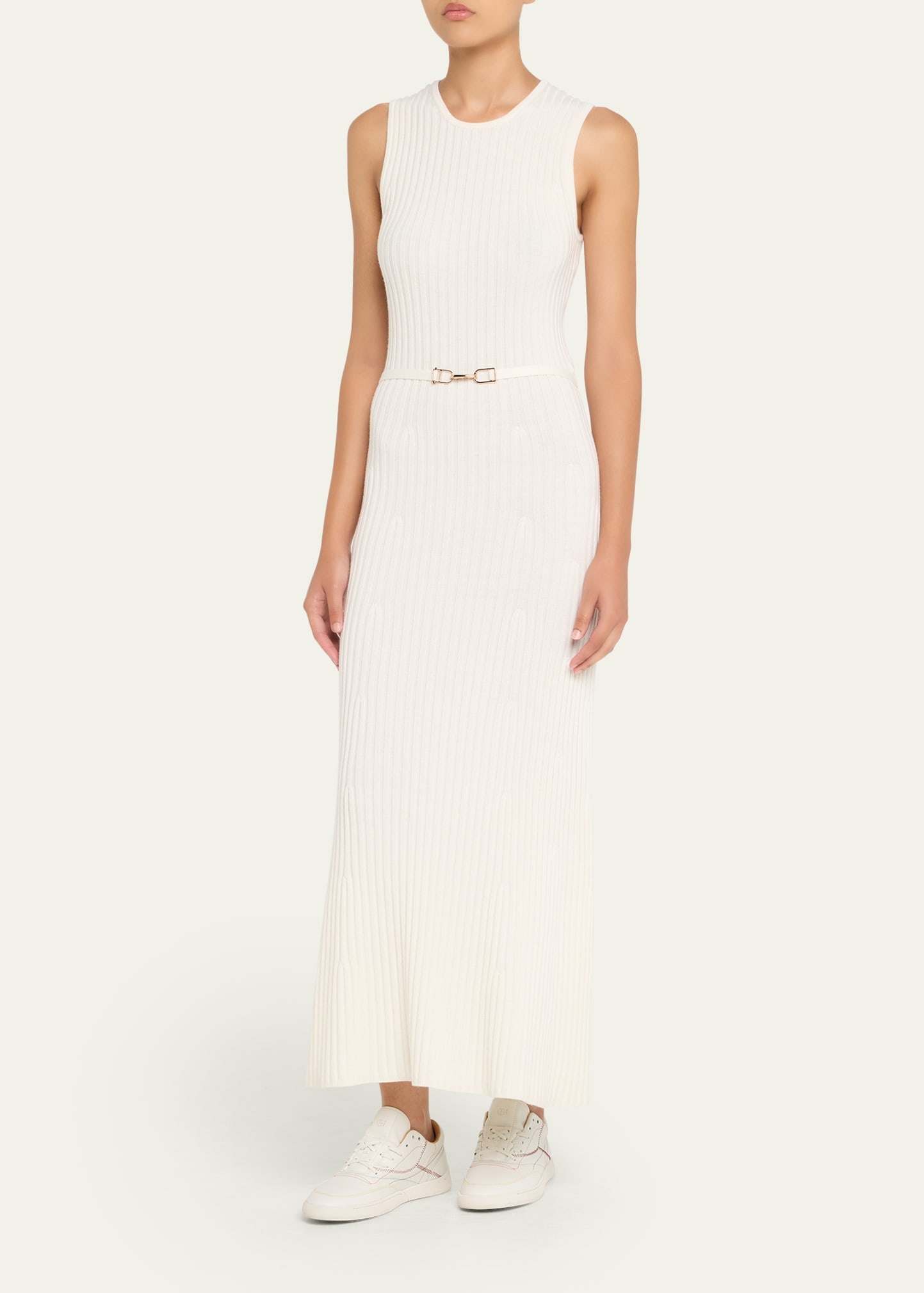 Meier Belted Cashmere Rib Midi Dress - 4