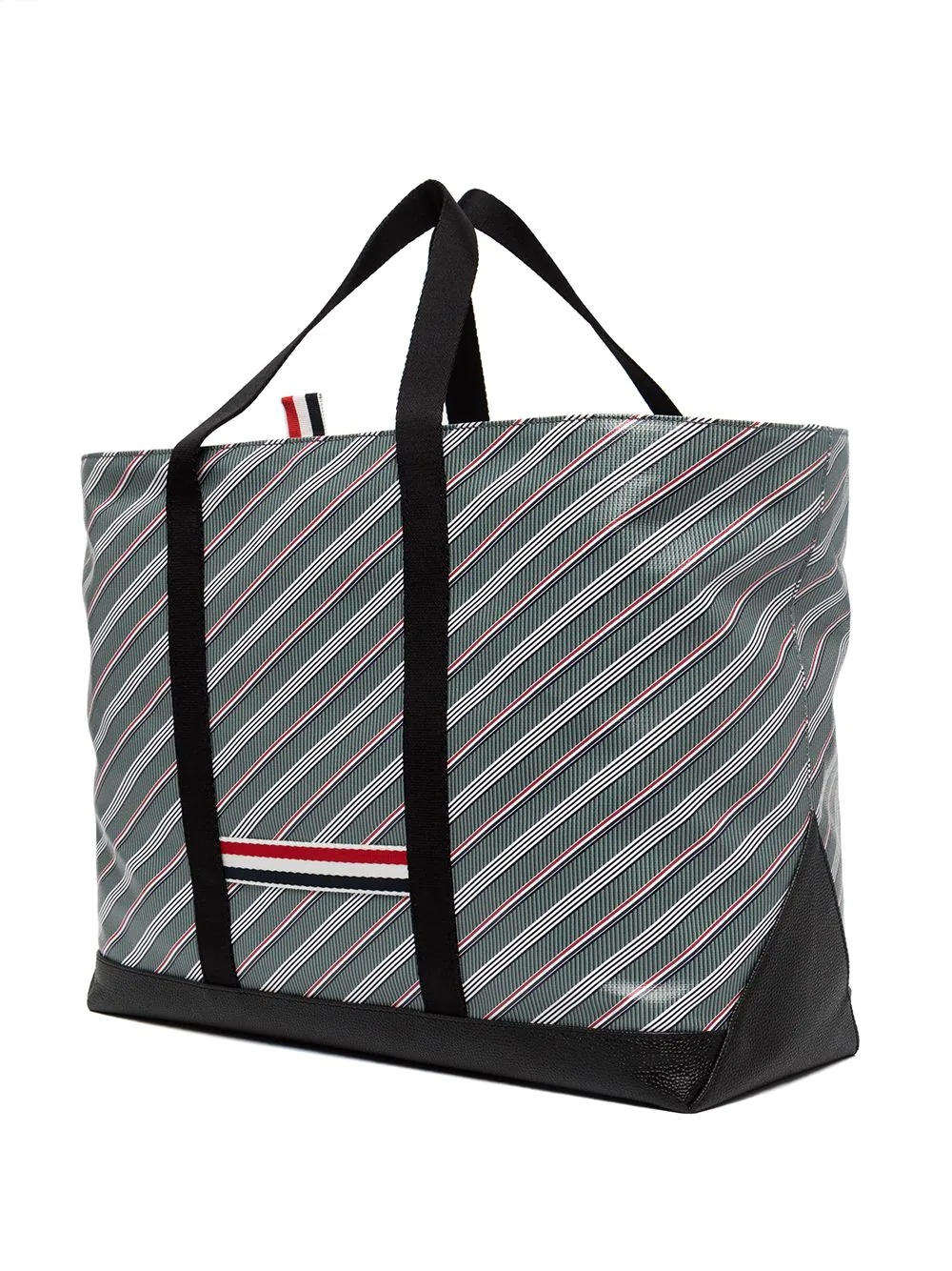 striped leather-trim tote bag - 3