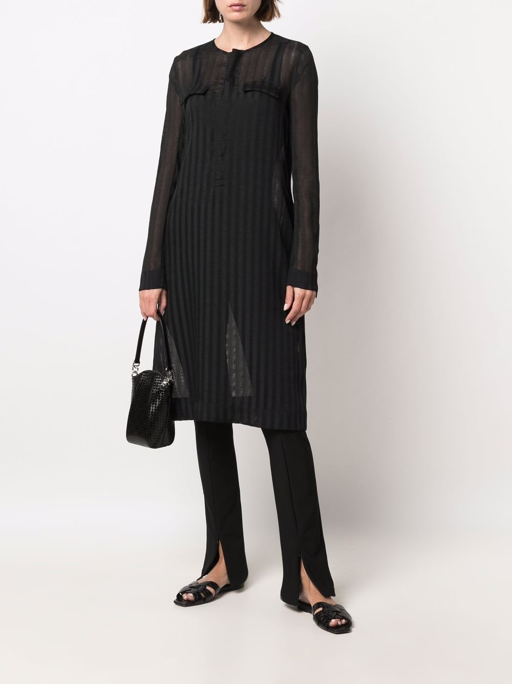 striped sheer oversized T-shirt - 2
