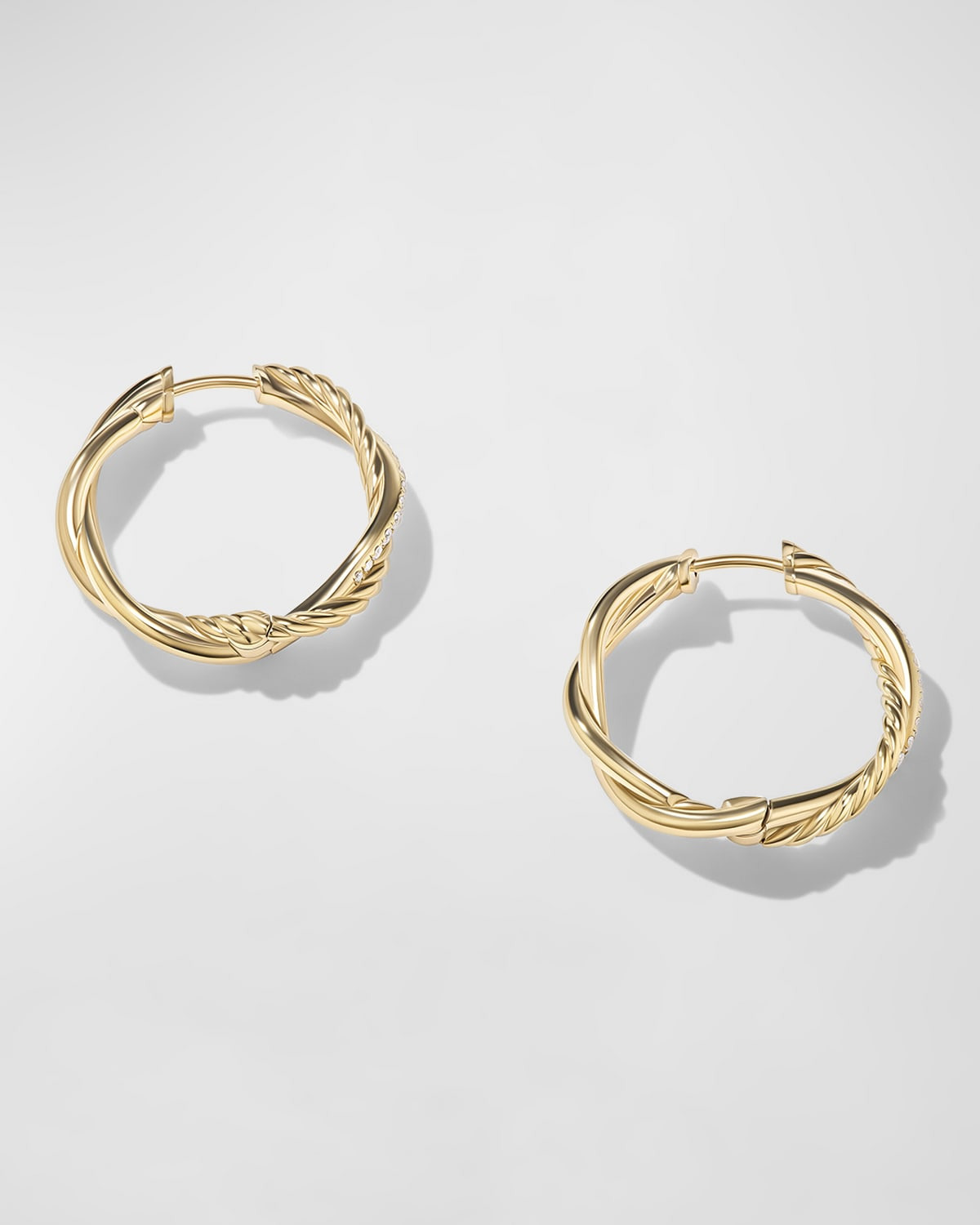 Petite Infinity Hoop Earrings with Diamonds in 18K Gold, 4mm, 0.68"L - 2