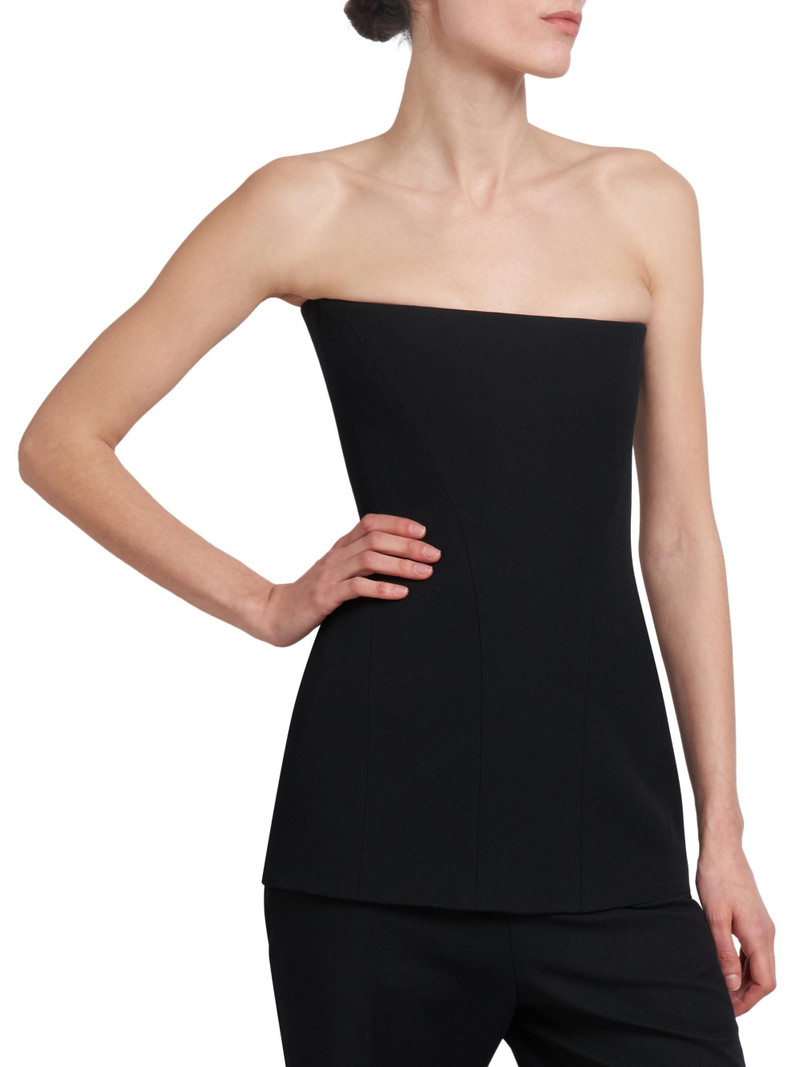 Women's Crepe Strapless Corset Top - Black 4