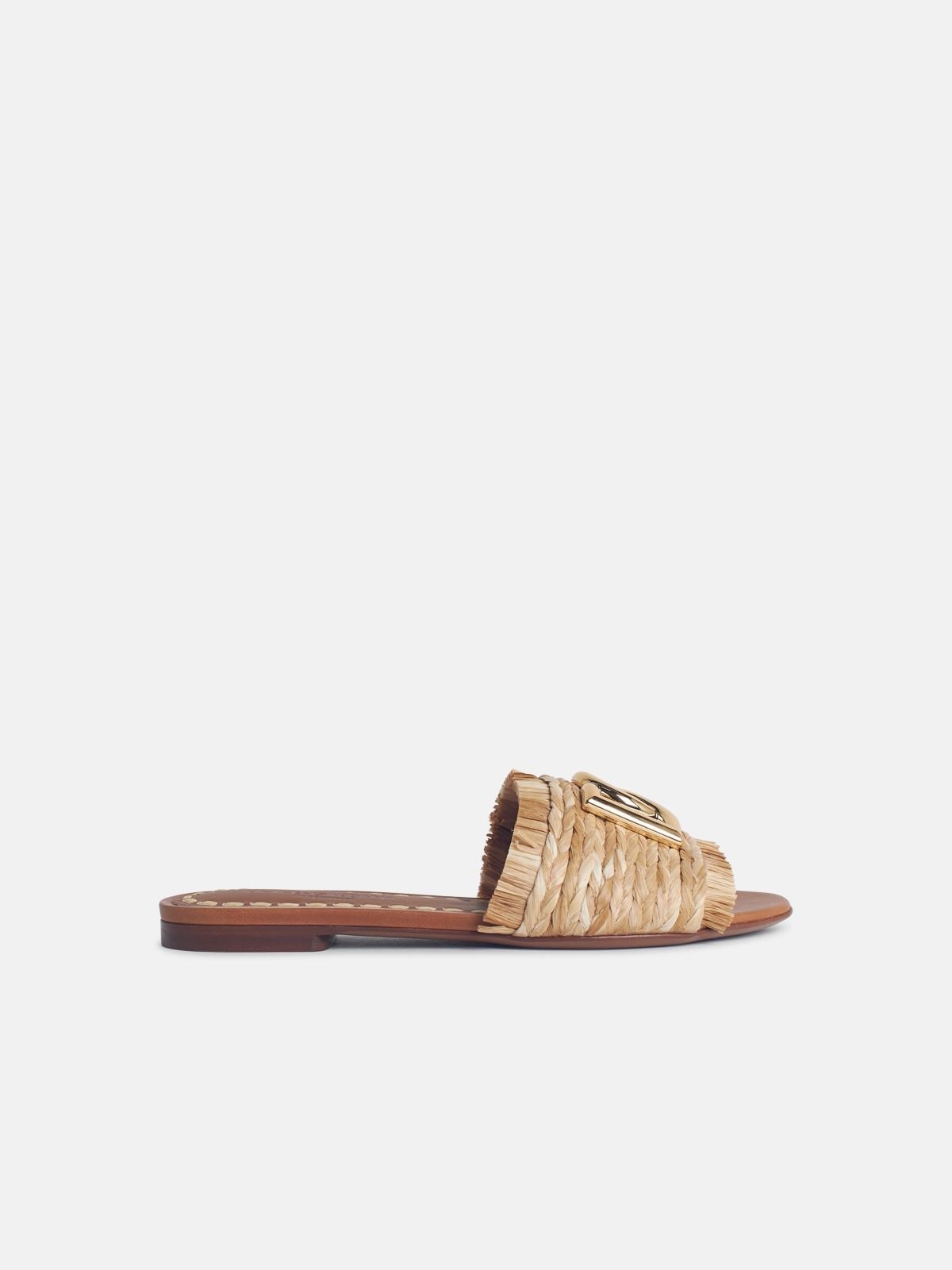 BEIGE RAFFIA BRAID SLIPPER - 1