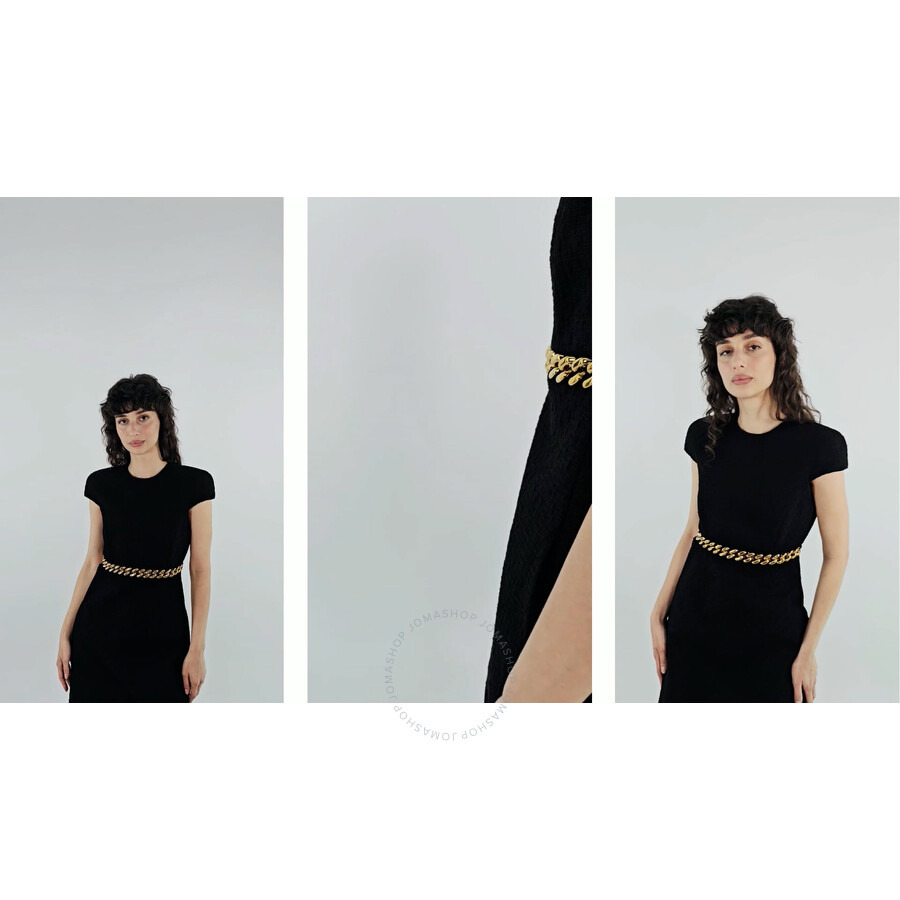 Versace Ladies Black Woven Chain-Link Mini Shift Dress - 3