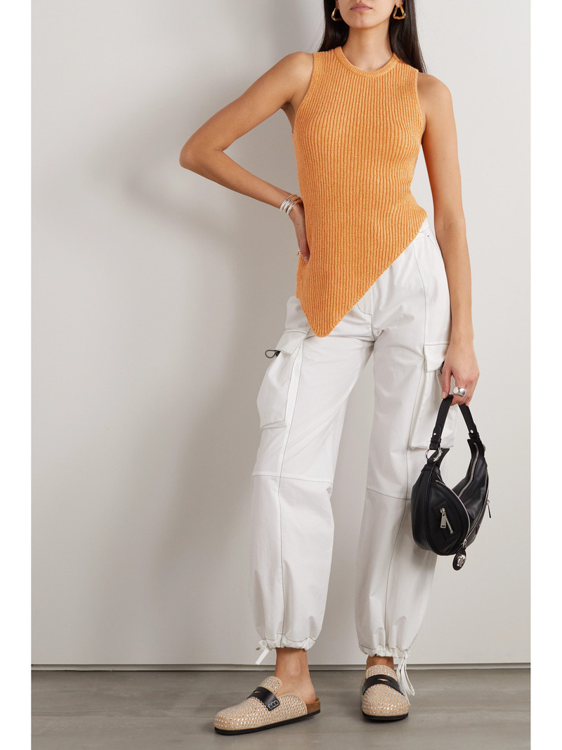 The Elder Statesman Asymmetric Ribbed Organic Cotton And Cashmere-blend Tank outlook