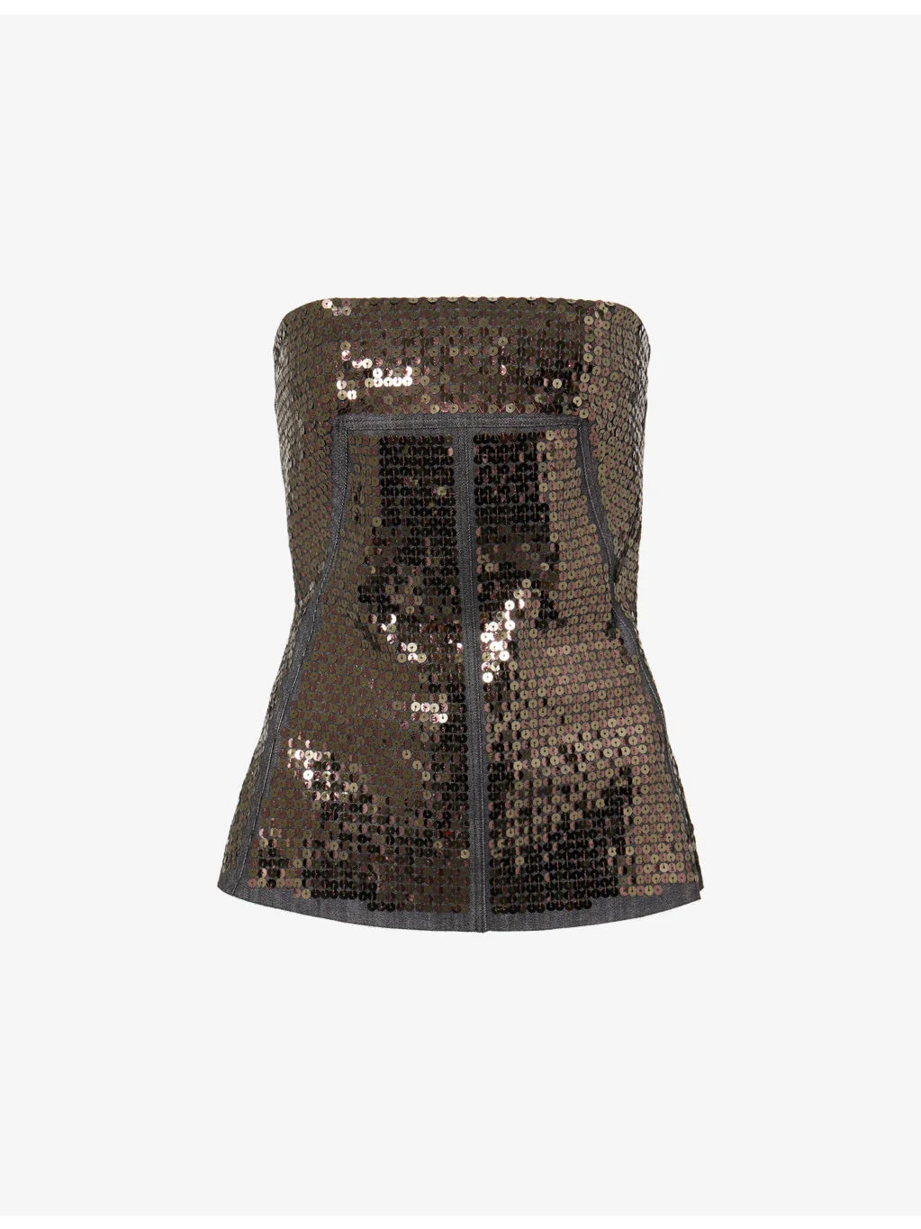 Sequin-Embellished Cotton-Blend Bustier Top - 1