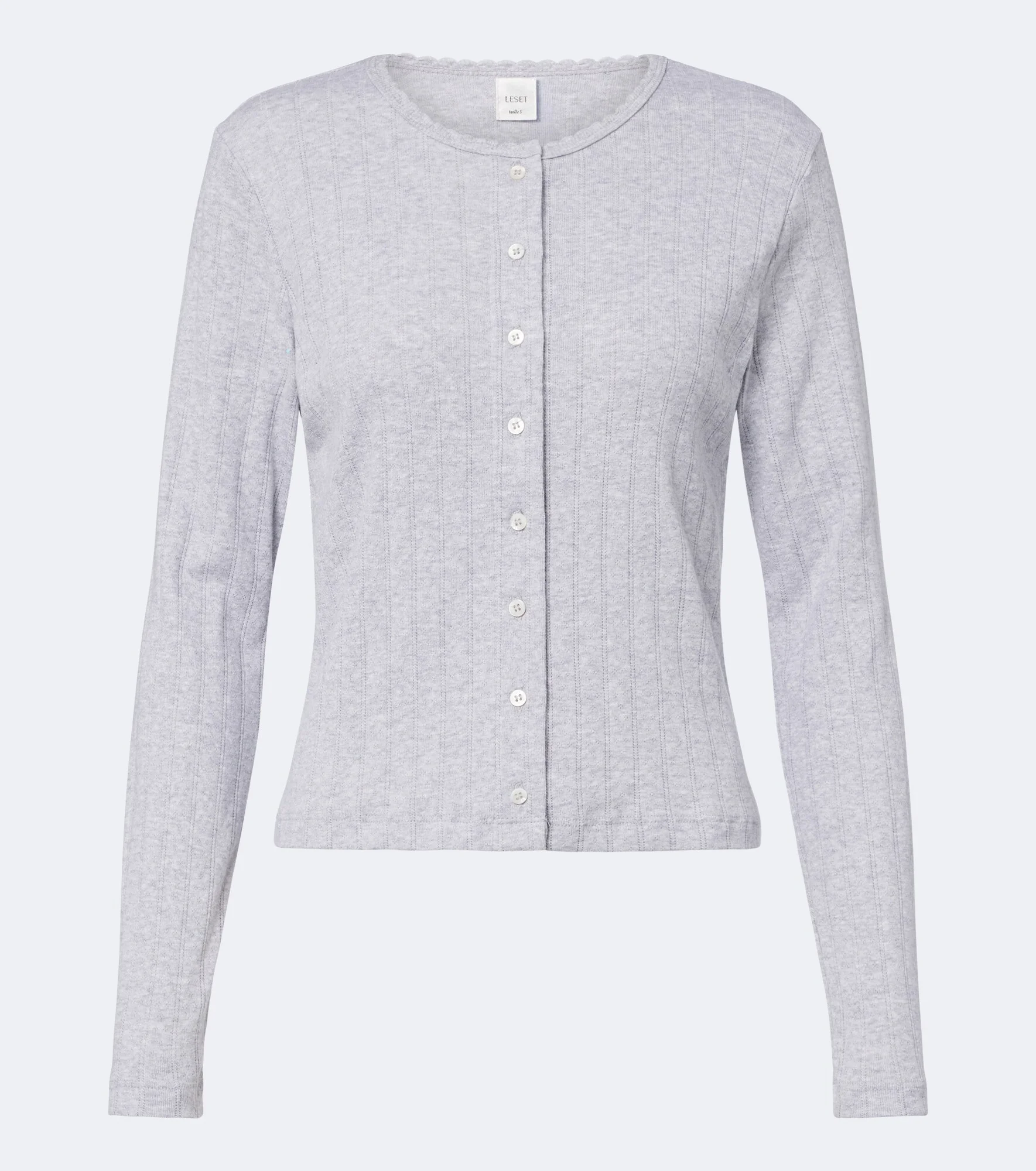Pointelle scalloped cotton cardigan - 1