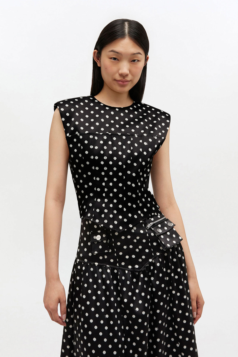 GANNI POLKA-DOT SATIN CORSET TOP outlook