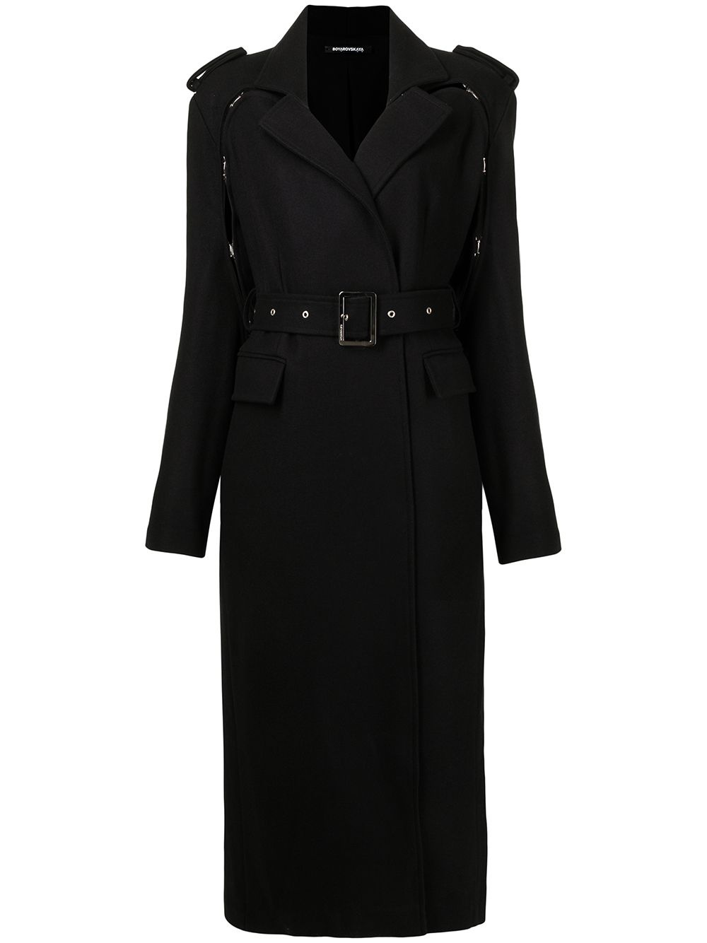 belted long trench coat - 1