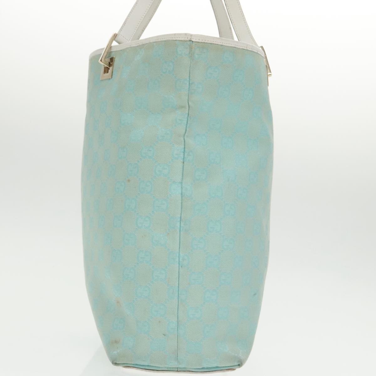 GUCCI GG Canvas Tote Bag Light Blue White Gold 002 002 - 4